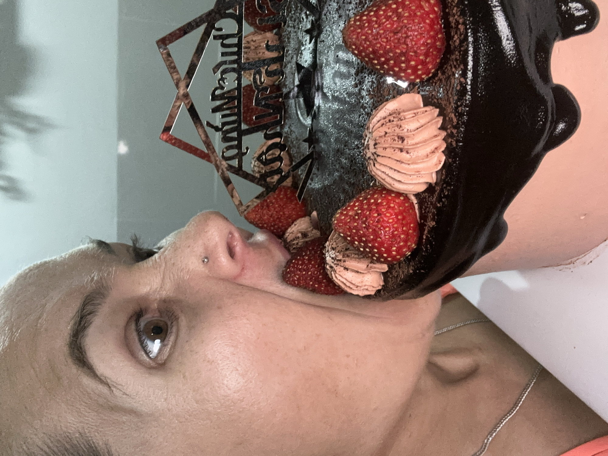 Birthday celebration with decorated chocolate cake in Nha Trang
