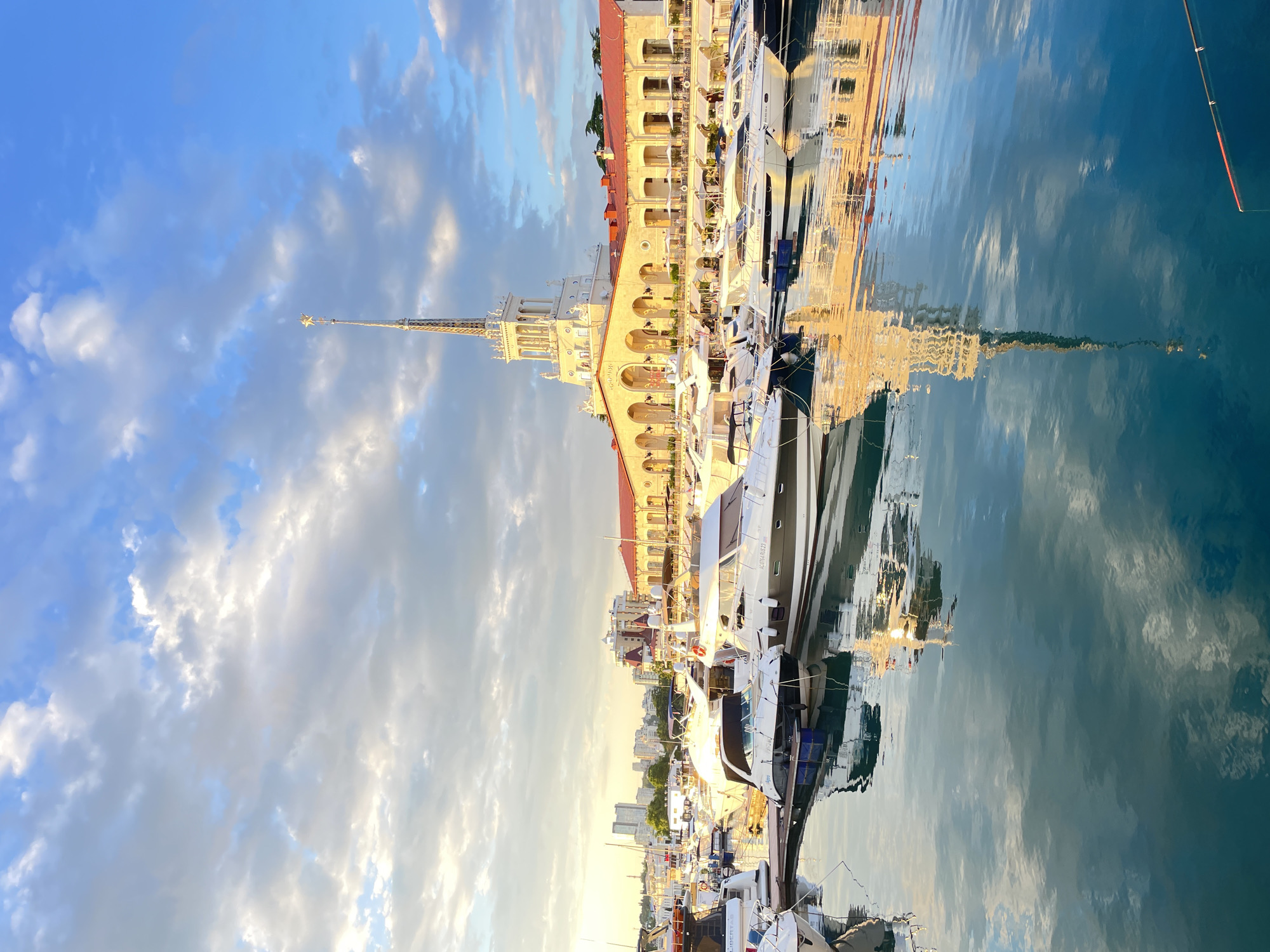 Sochi's marina and promenade at golden hour