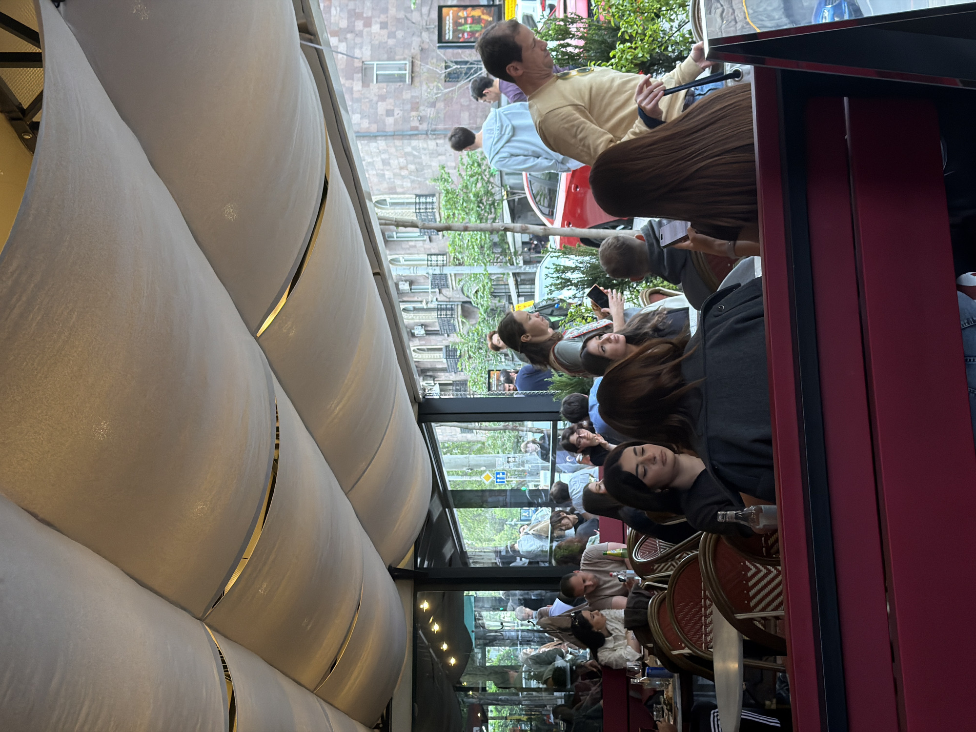 Diners enjoy outdoor restaurant scene in Yerevan