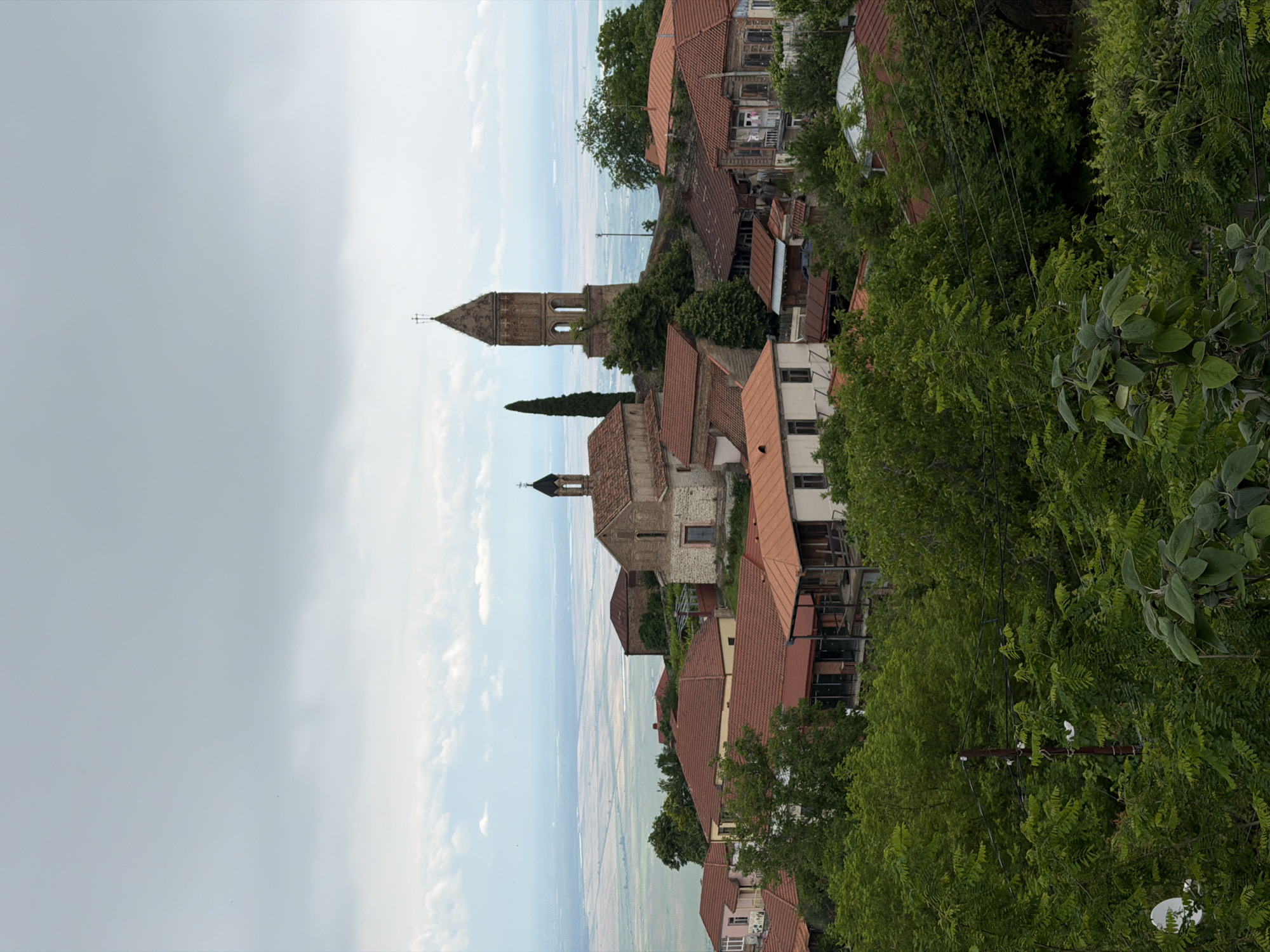 Multiple elevated views of Sighnaghi Georgia landscape
