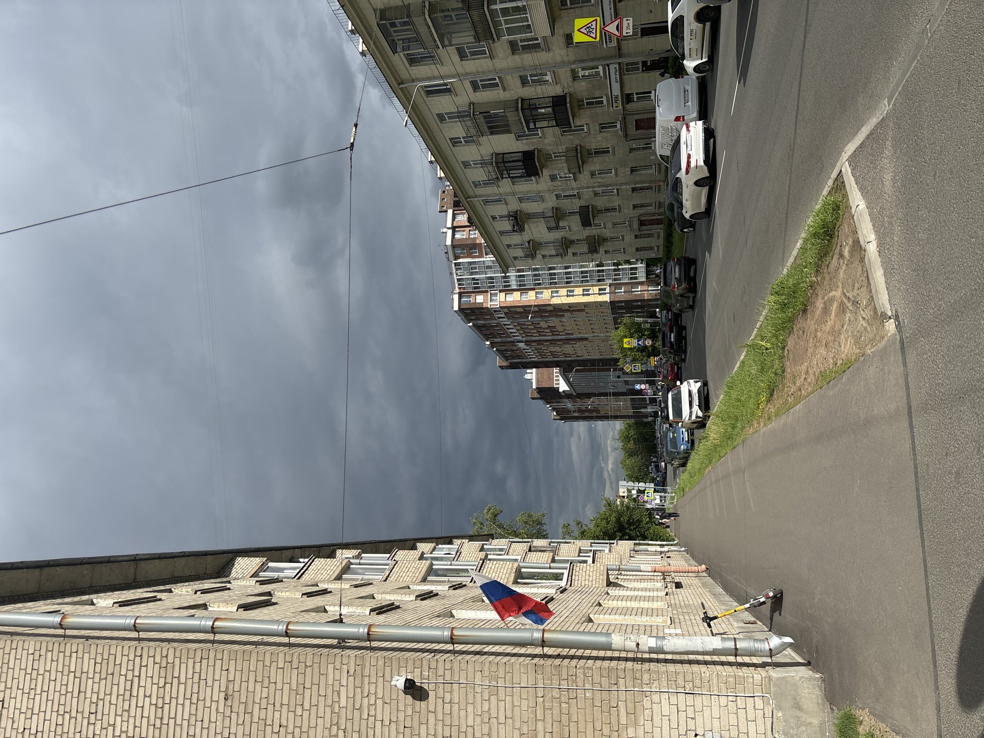 Blonde woman documents afternoon activities across urban Russian location