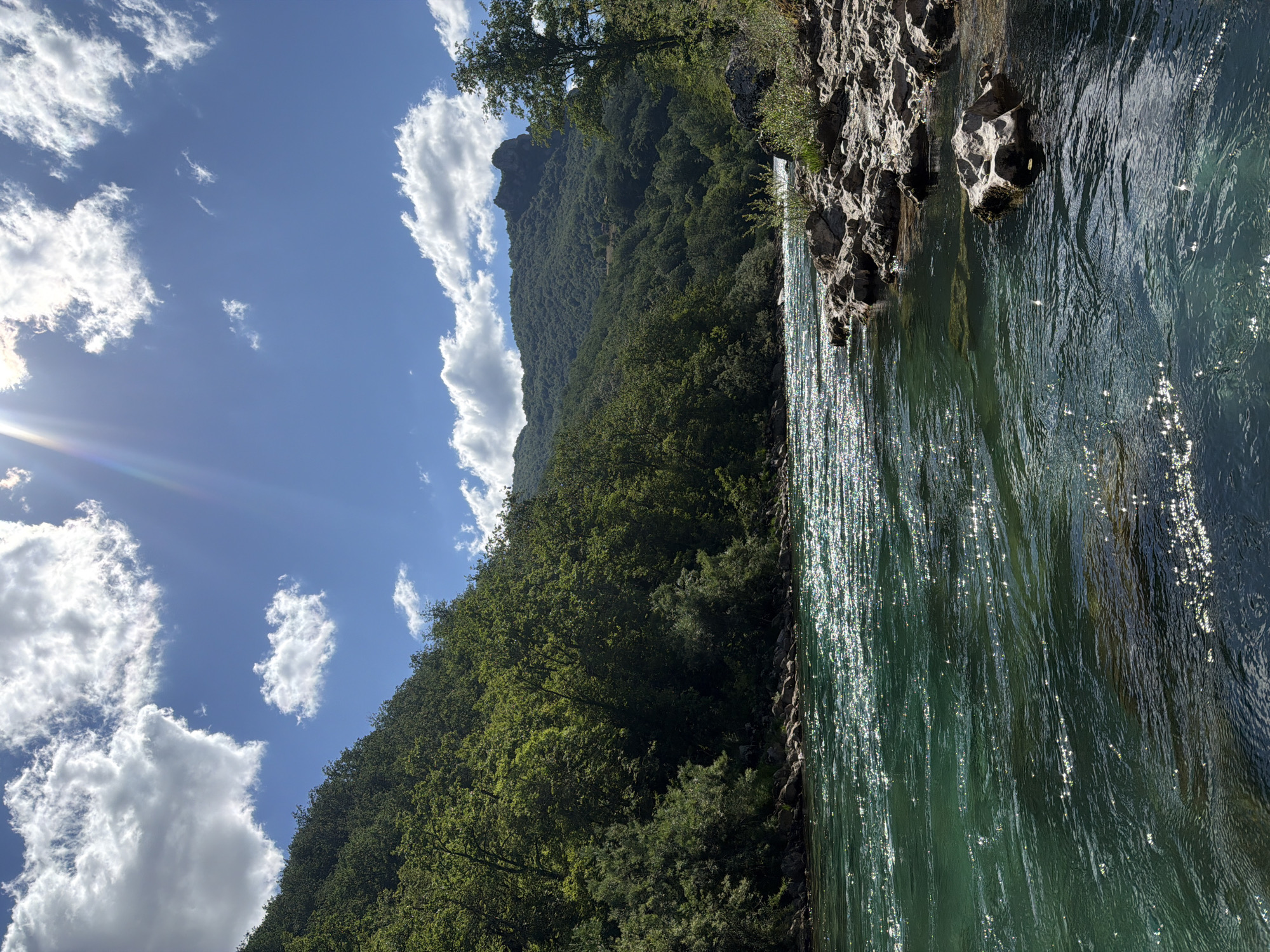 Turquoise river flowing through a mountain canyon in Montenegro