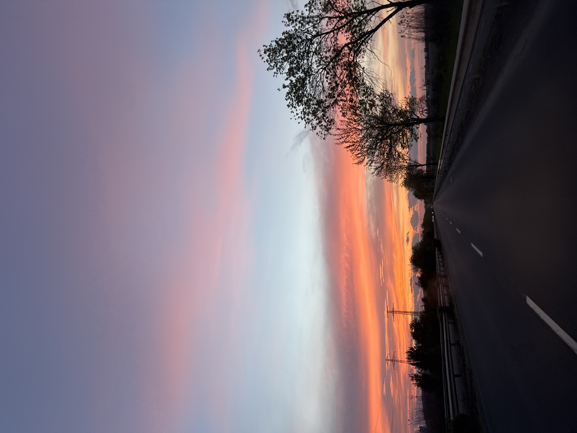 Colorful sunset captured on Burgas road