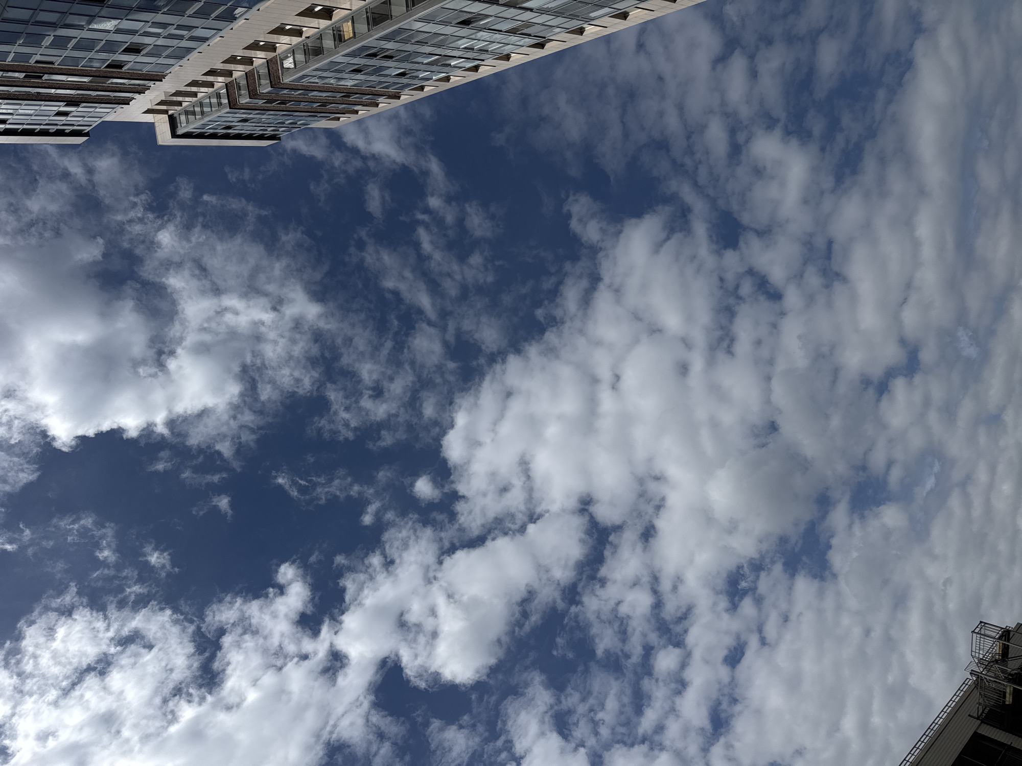 Sky view captured between buildings in Sinyavino, Russia