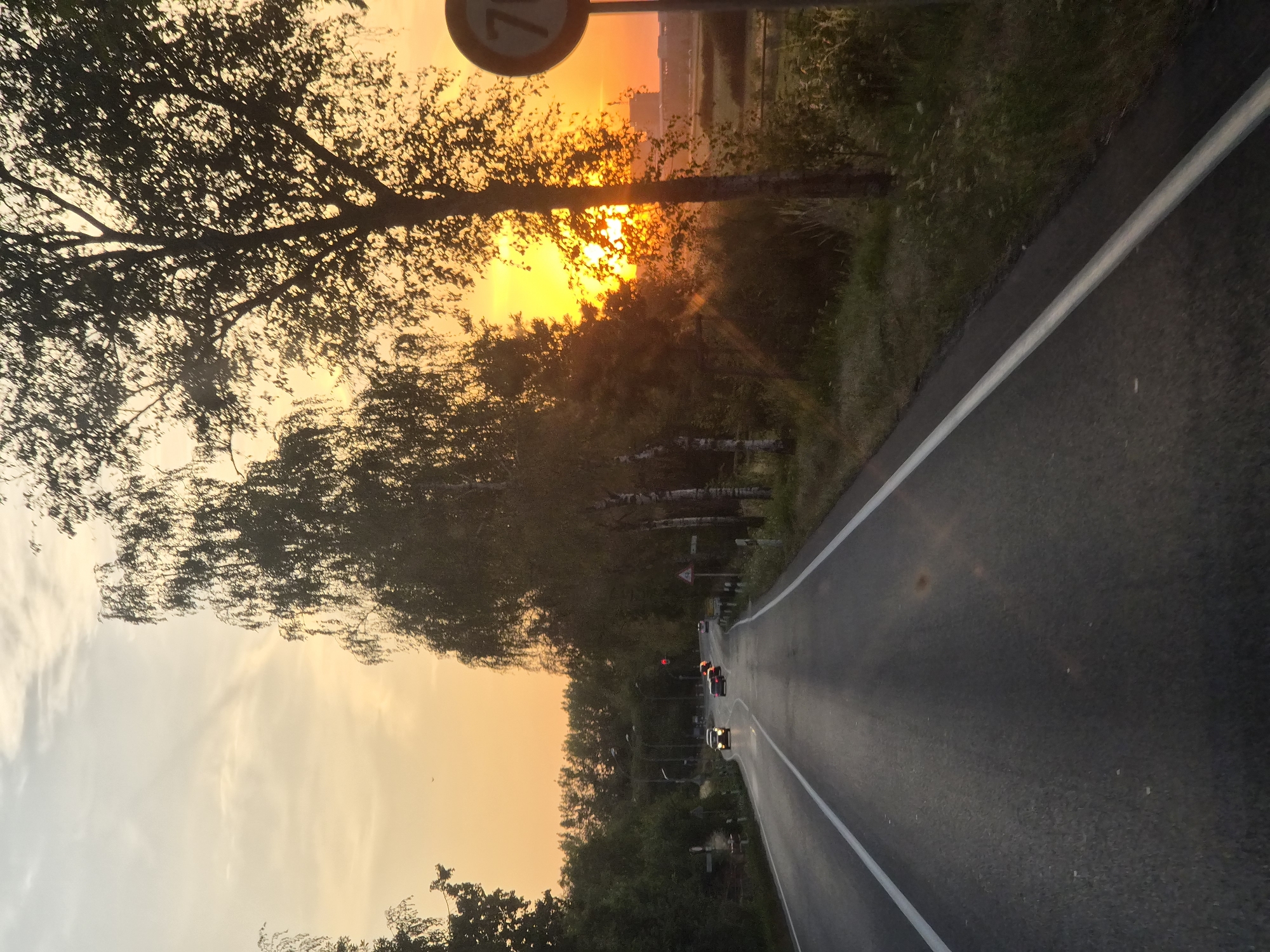 Golden sunset over winding roads near Luxembourg City