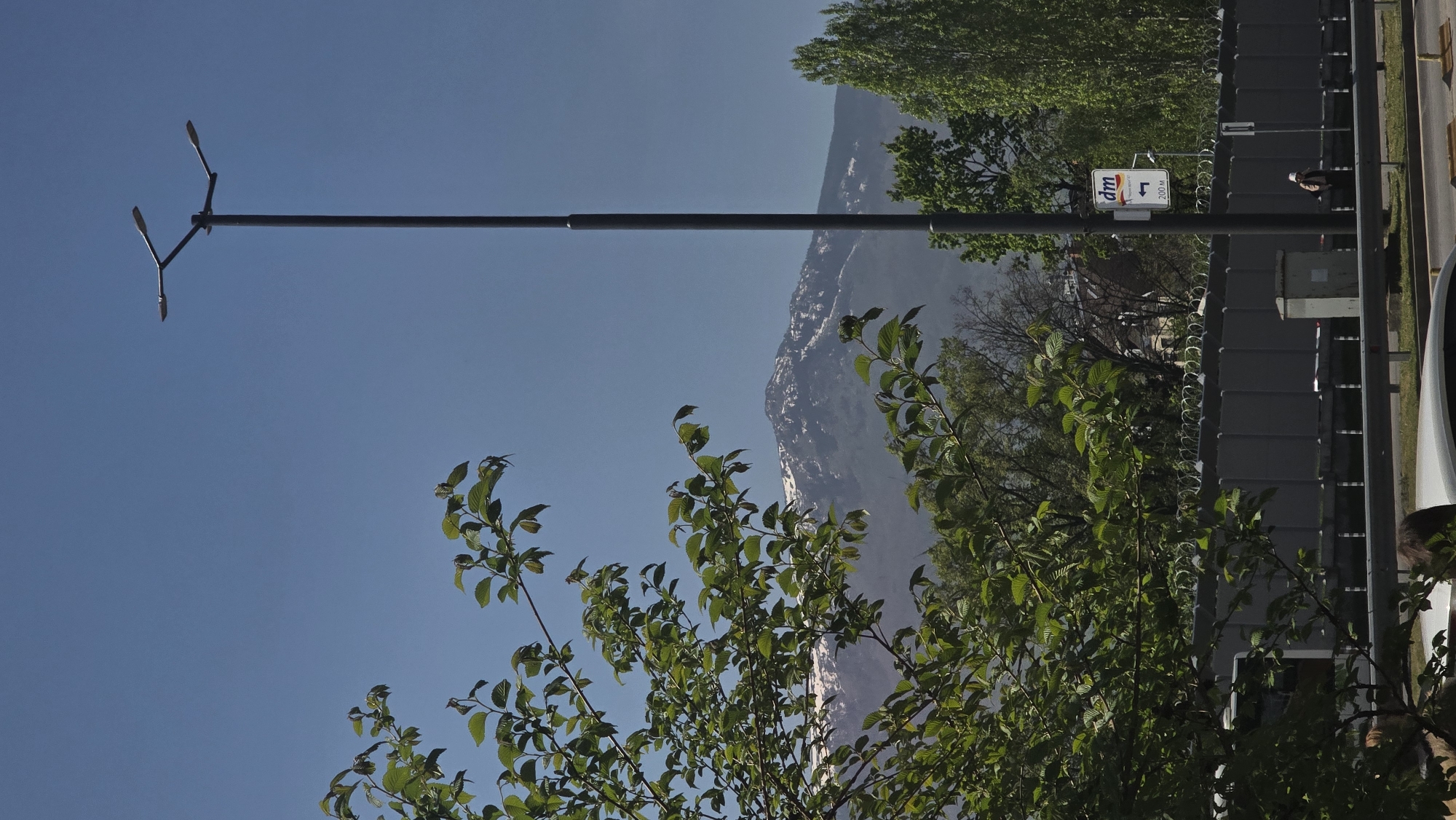 Street lamppost documented in bright morning scene, Sofia