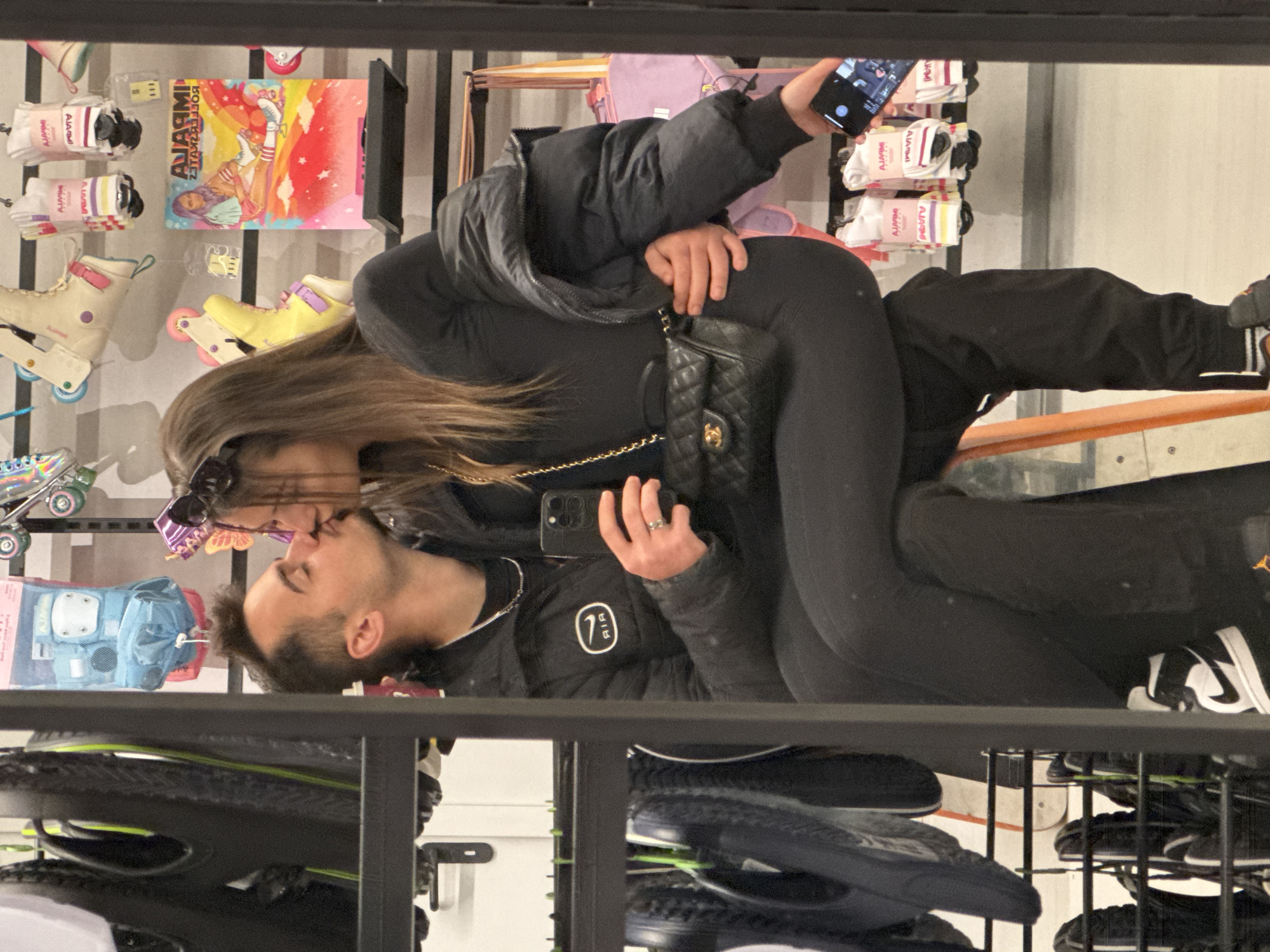 Couple's romantic shopping trip captured in Sofia retail store
