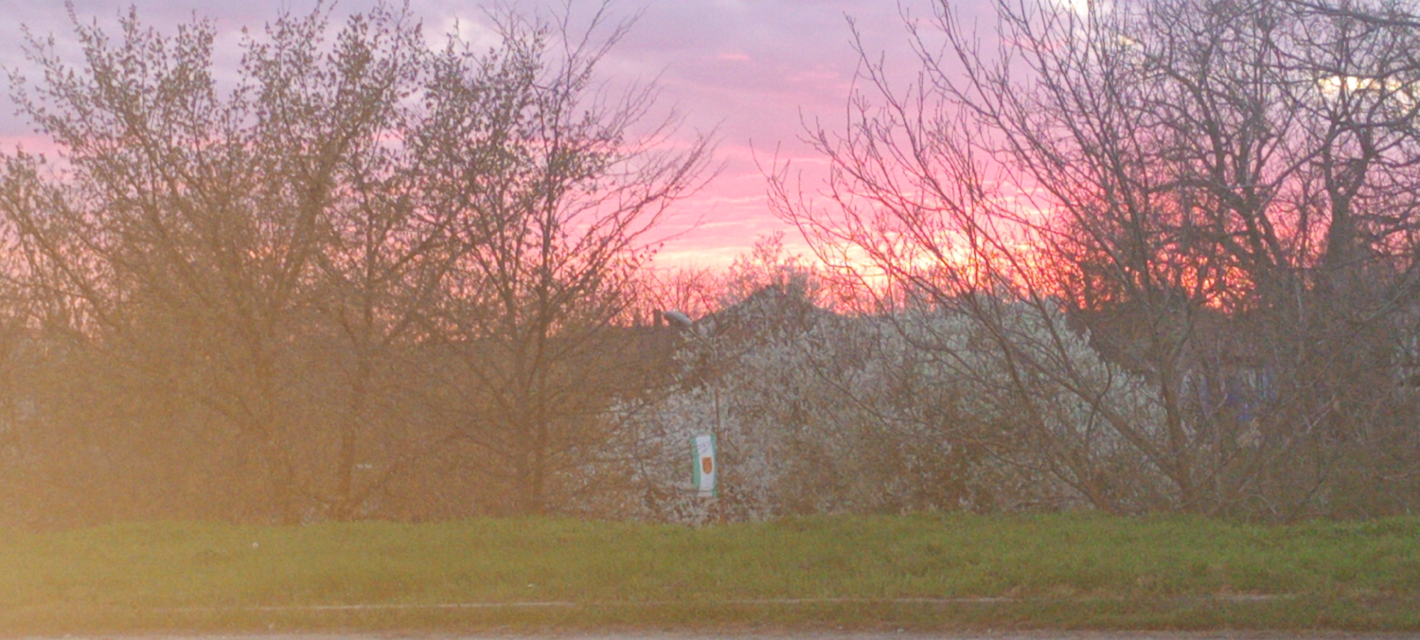 Sunset observed in Alfatar, Bulgaria with colorful sky display