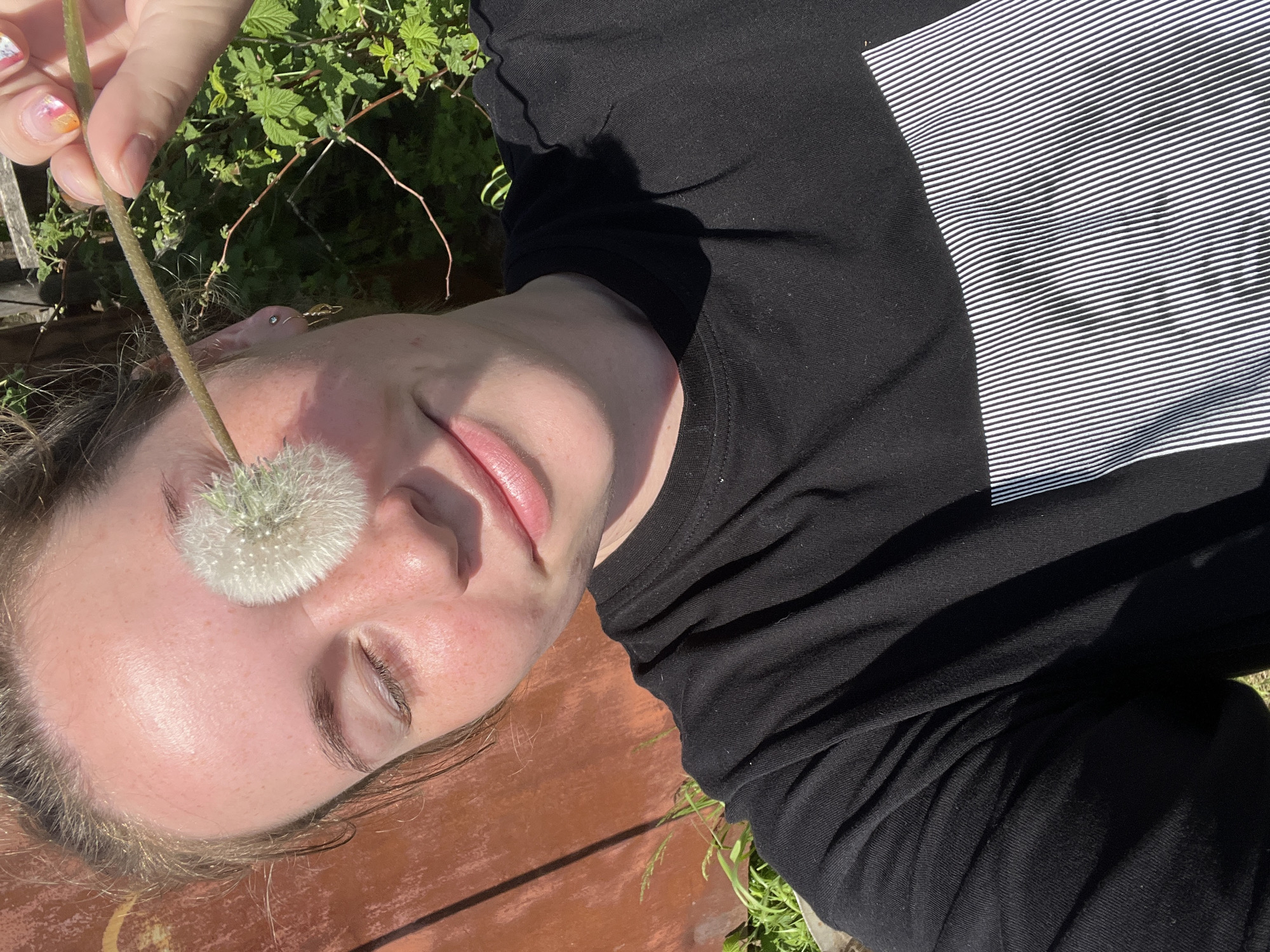 Morning moments captured in Сосново: person, goat, and flowers