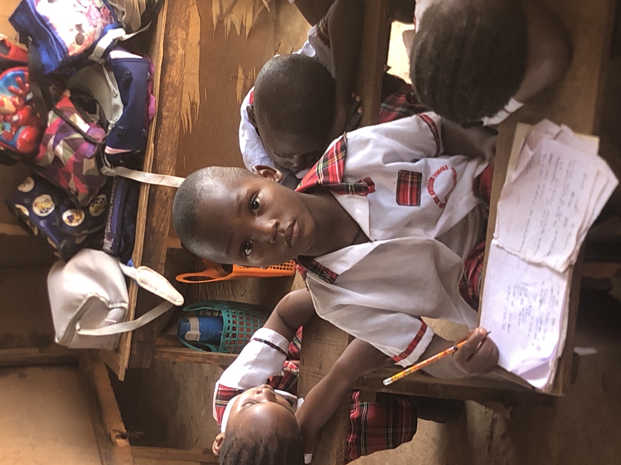 Nigerian school children captured during regular classroom activities