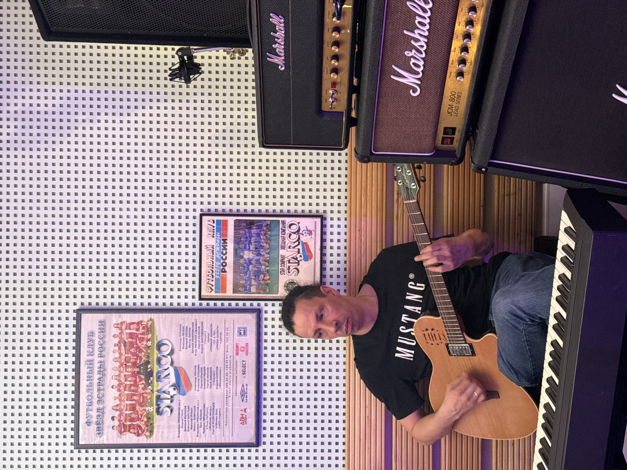 Musicians jam session recorded in Moscow music room