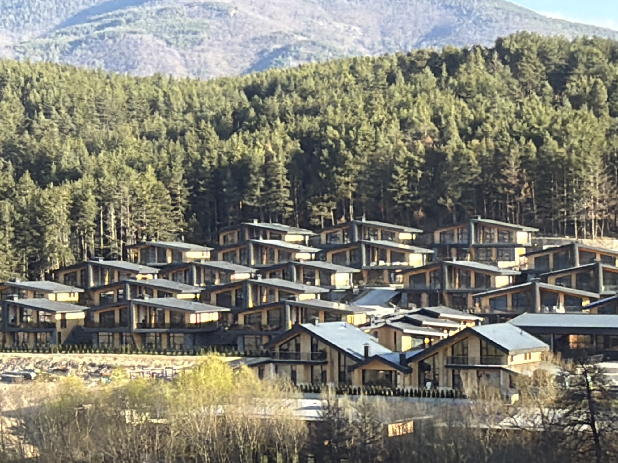 Modern hillside housing development observed in Velingrad, Bulgaria