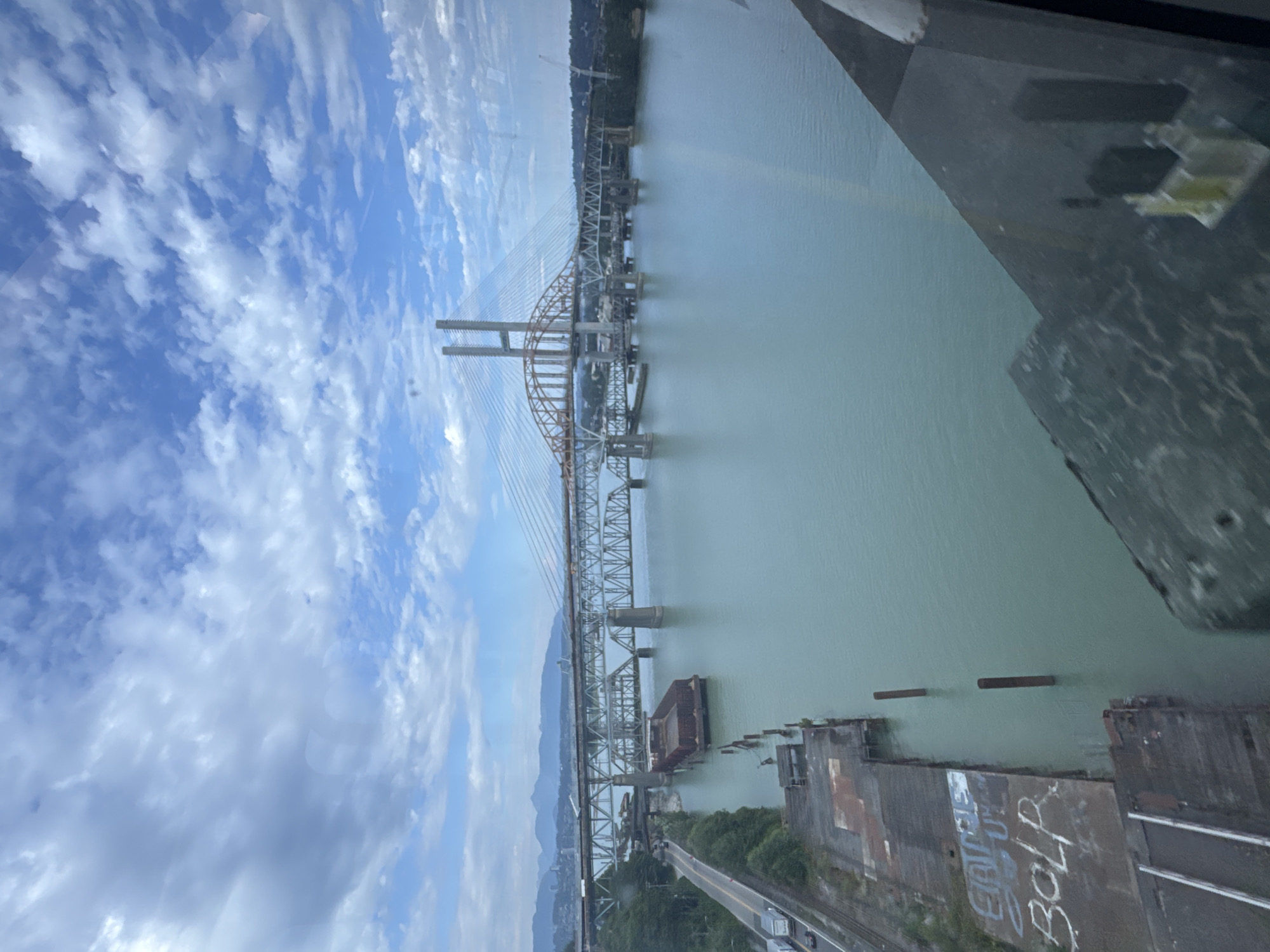 Fraser River bridges and industrial waterfront, New Westminster