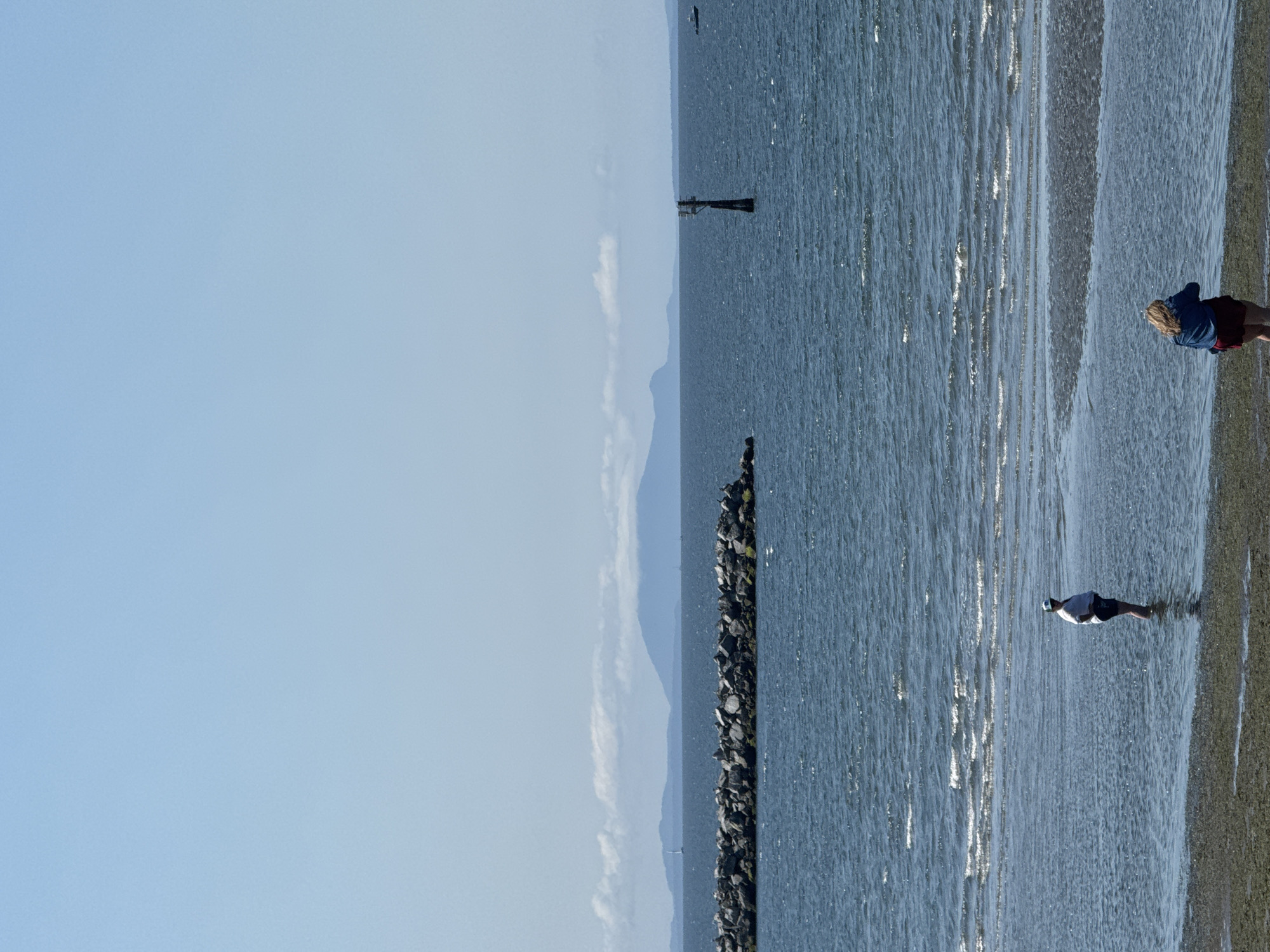 Sunny afternoon at White Rock pier, beach, and waterfront
