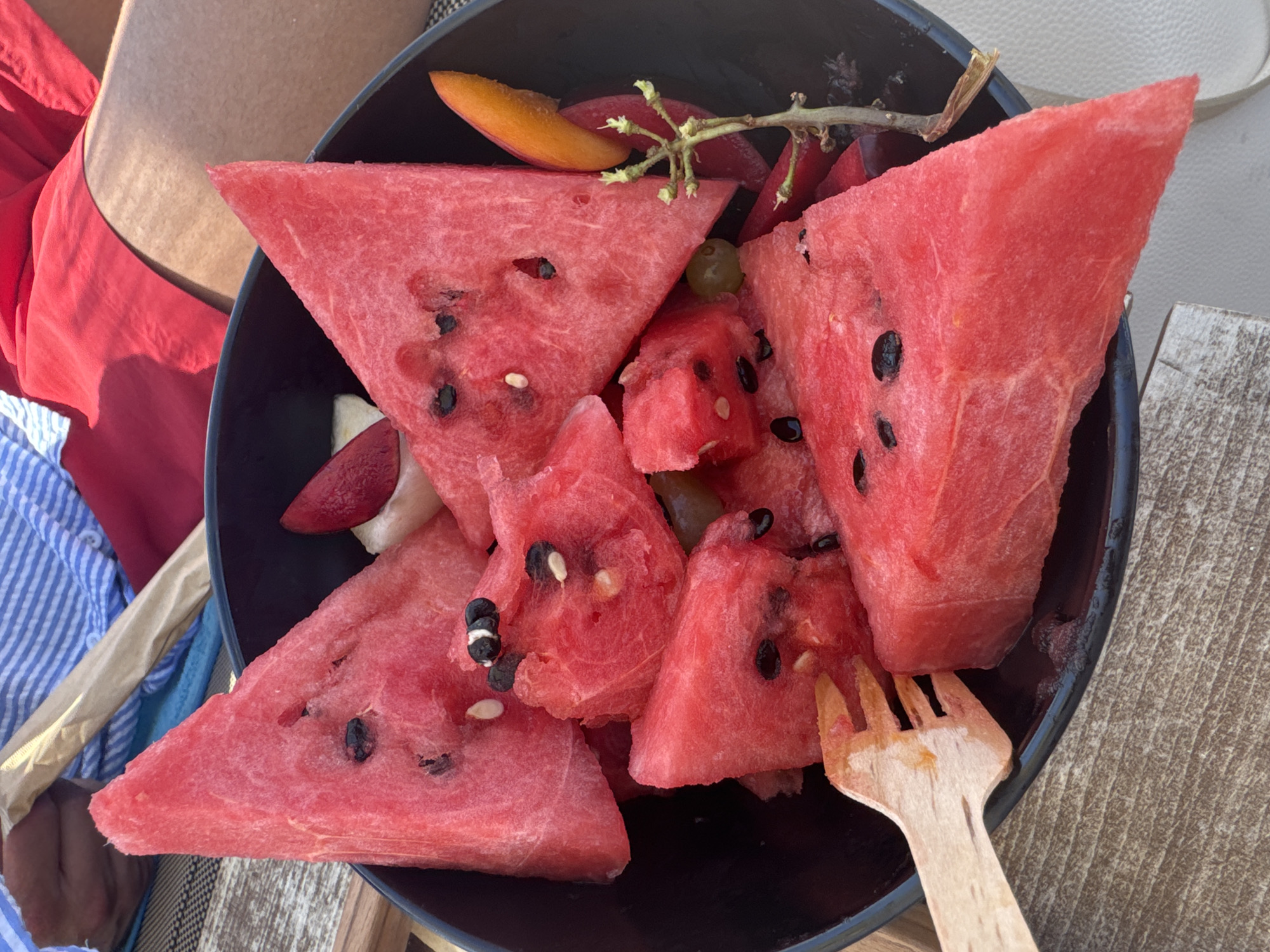 Lazy beach afternoon on the Aegean, pebbles and watermelon included