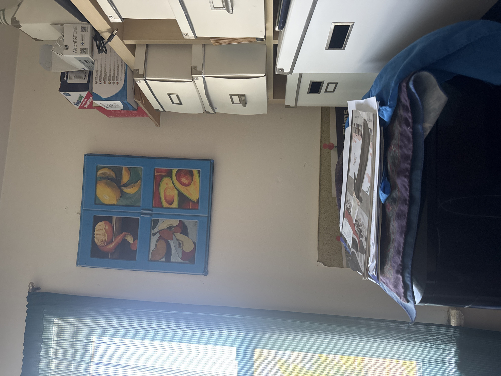 Interior room documented in Neptune Township with fruit artwork