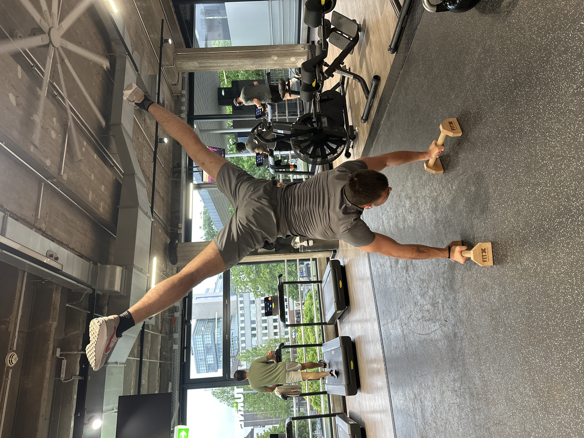 Gymnast performs handstand routine at Essen gym