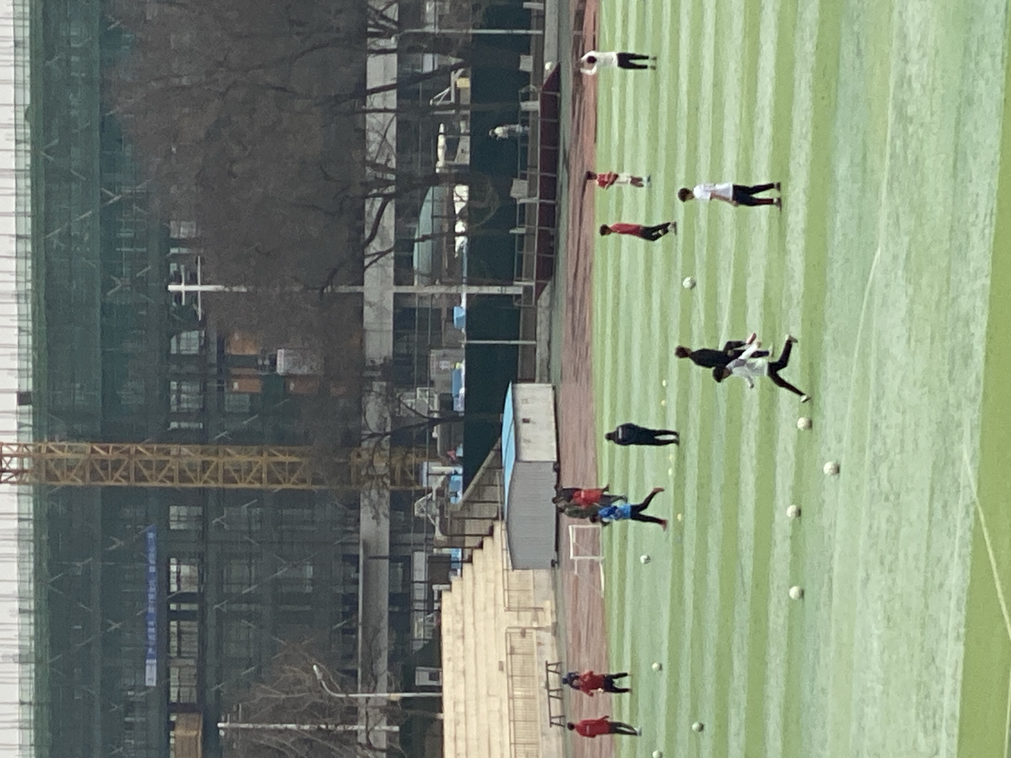 Soccer training session near construction site in Zhongtun