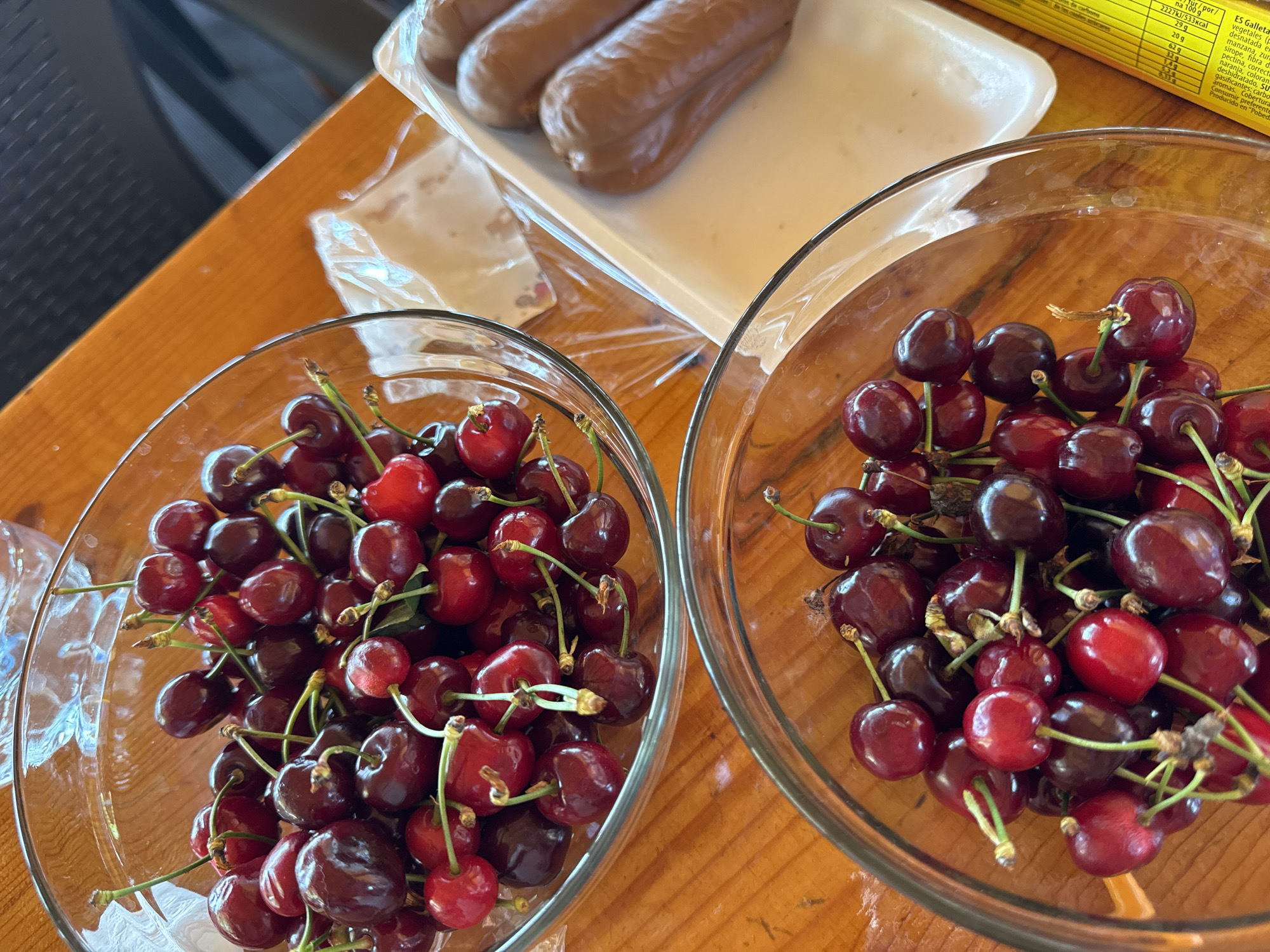 Fresh cherries displayed on tabletop in Sozopol, Bulgaria