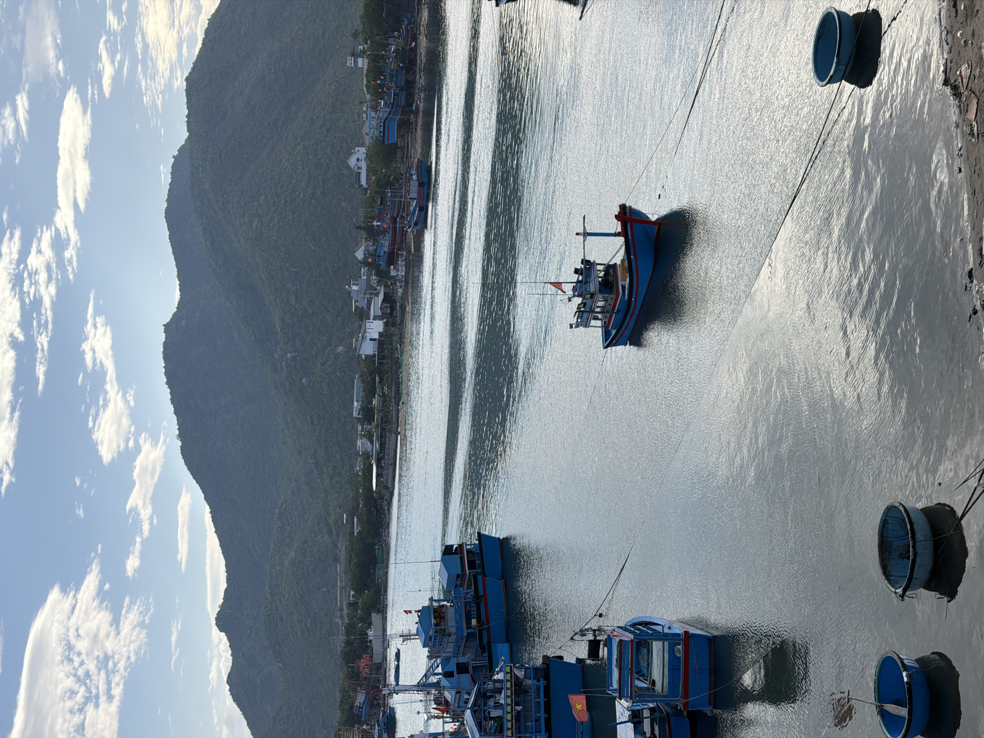 Dawn fishing harbor activity documented in Ninh Chu Ward, Vietnam