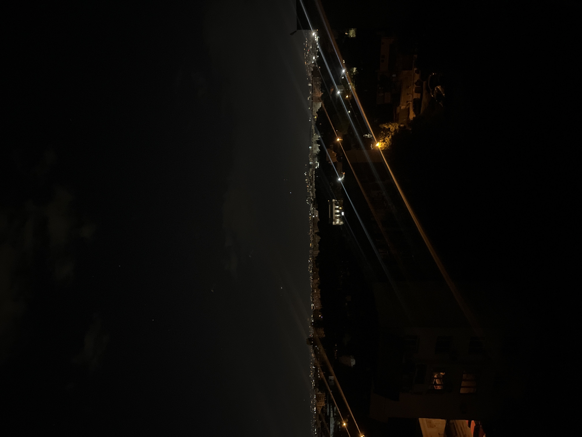 Nighttime cityscape photographs captured in Sofia, Bulgaria from elevated position