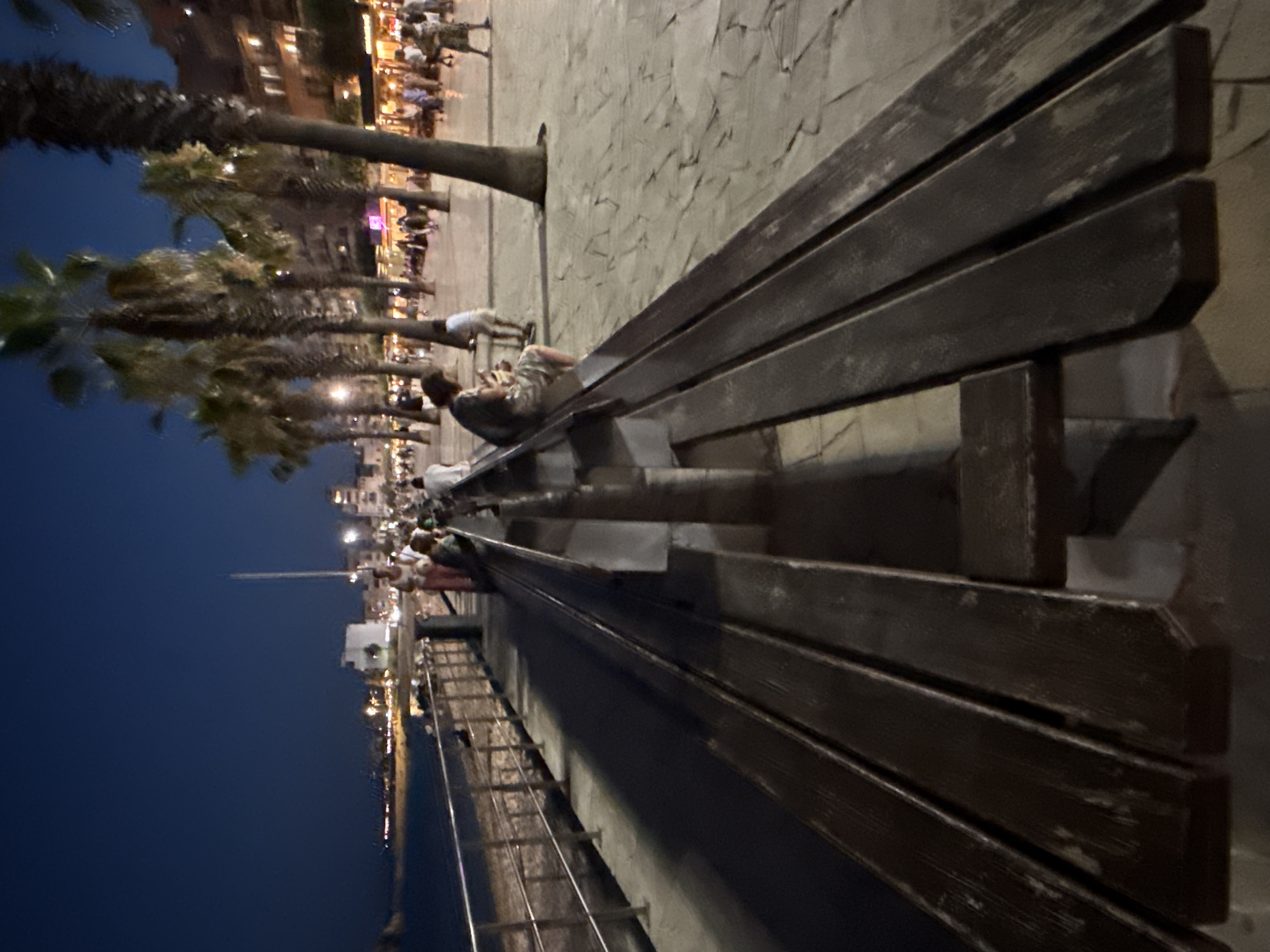 Summer night in Blanes: beach fishing and busy waterfront terraces