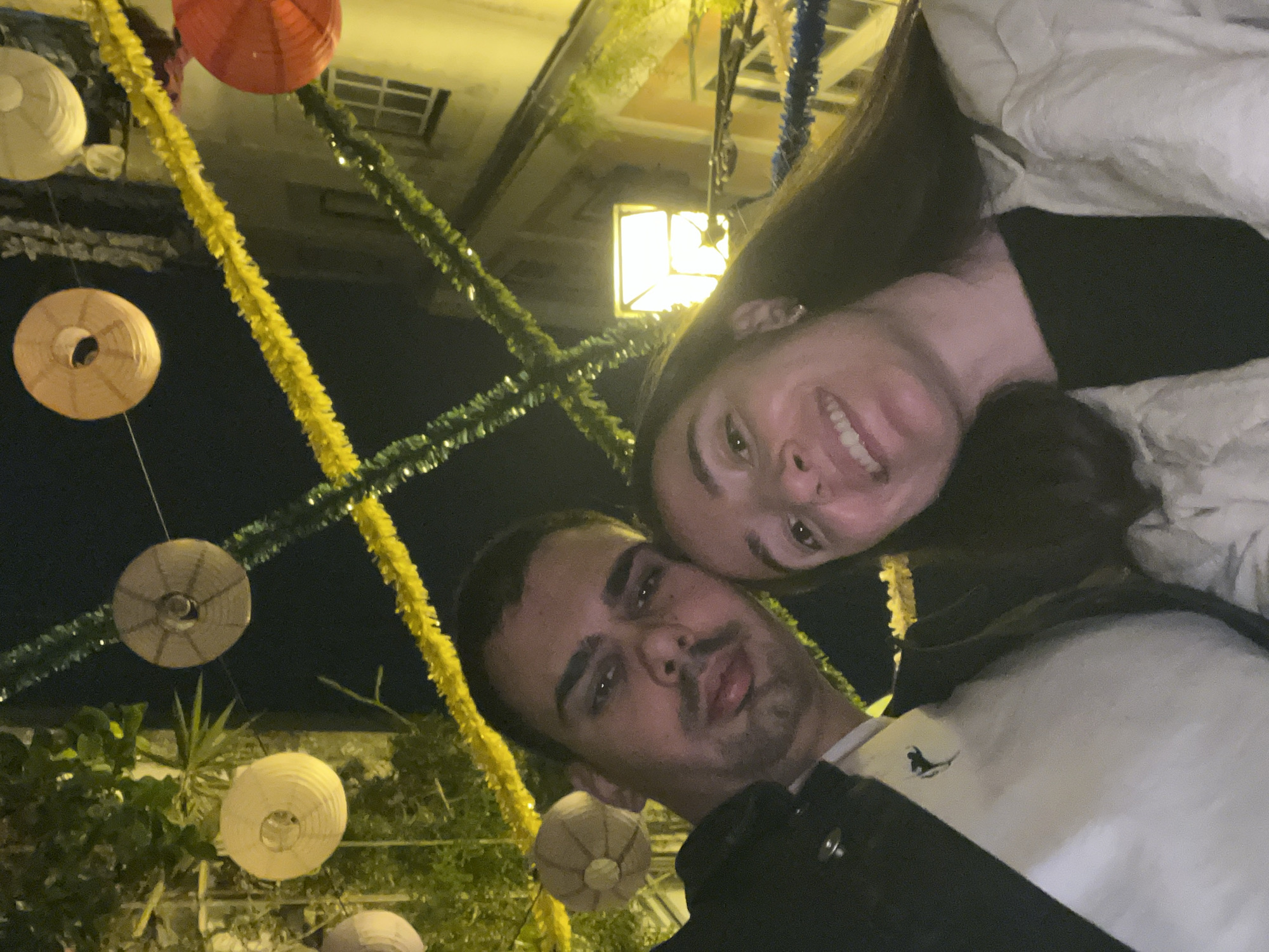 Couple captures selfie at colorful lantern festival in Lisbon