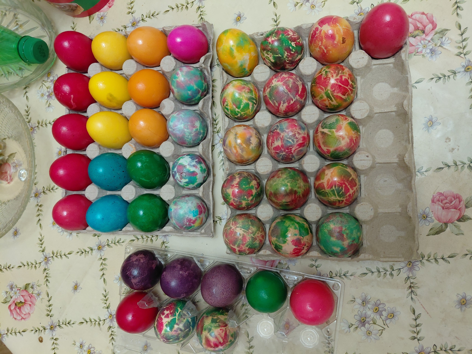 Easter eggs arranged in cartons in Aytos, Bulgaria