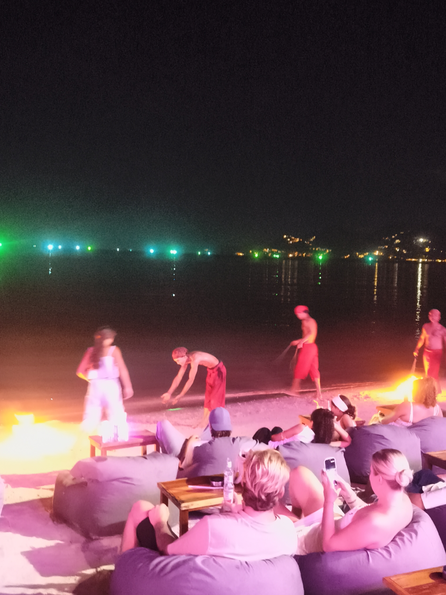 Fire dancing show lights up a Ko Samui beach night