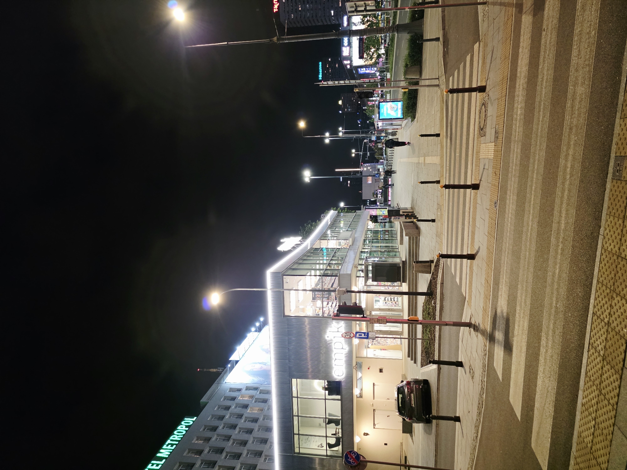 Central Warsaw at night along Aleje Jerozolimskie