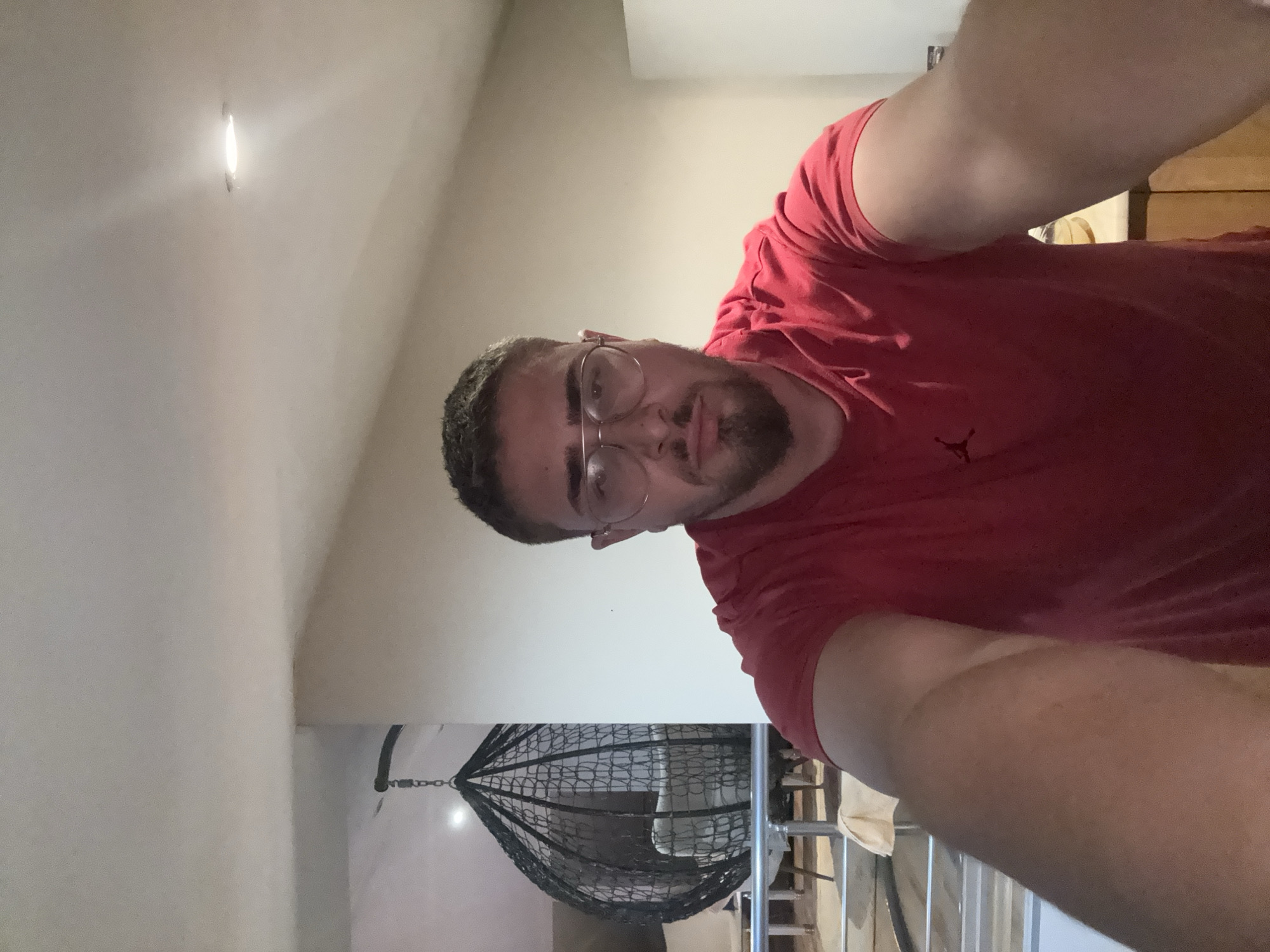 Man takes selfies at home in Haskovo, Bulgaria