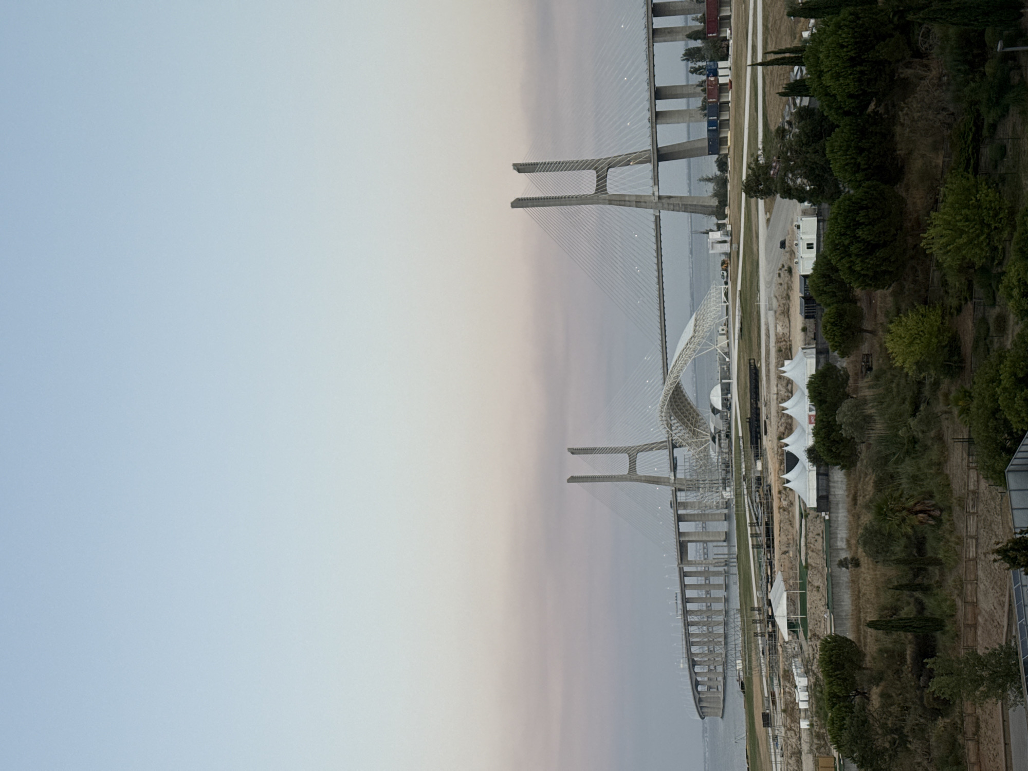 Vasco da Gama Bridge at golden hour, Loures