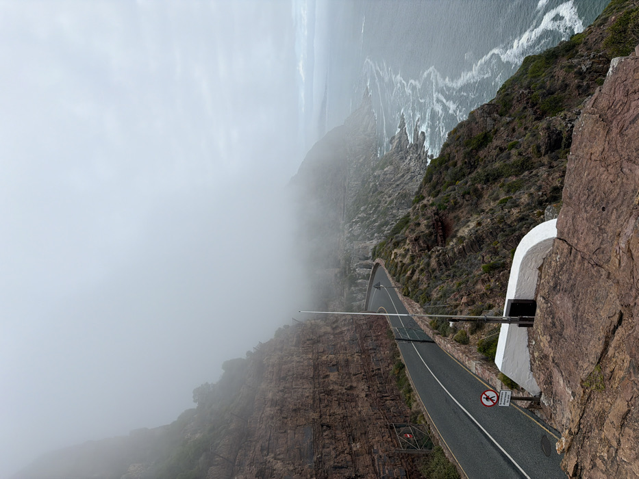 Heavy fog blankets Chapman's Peak Drive in Cape Town