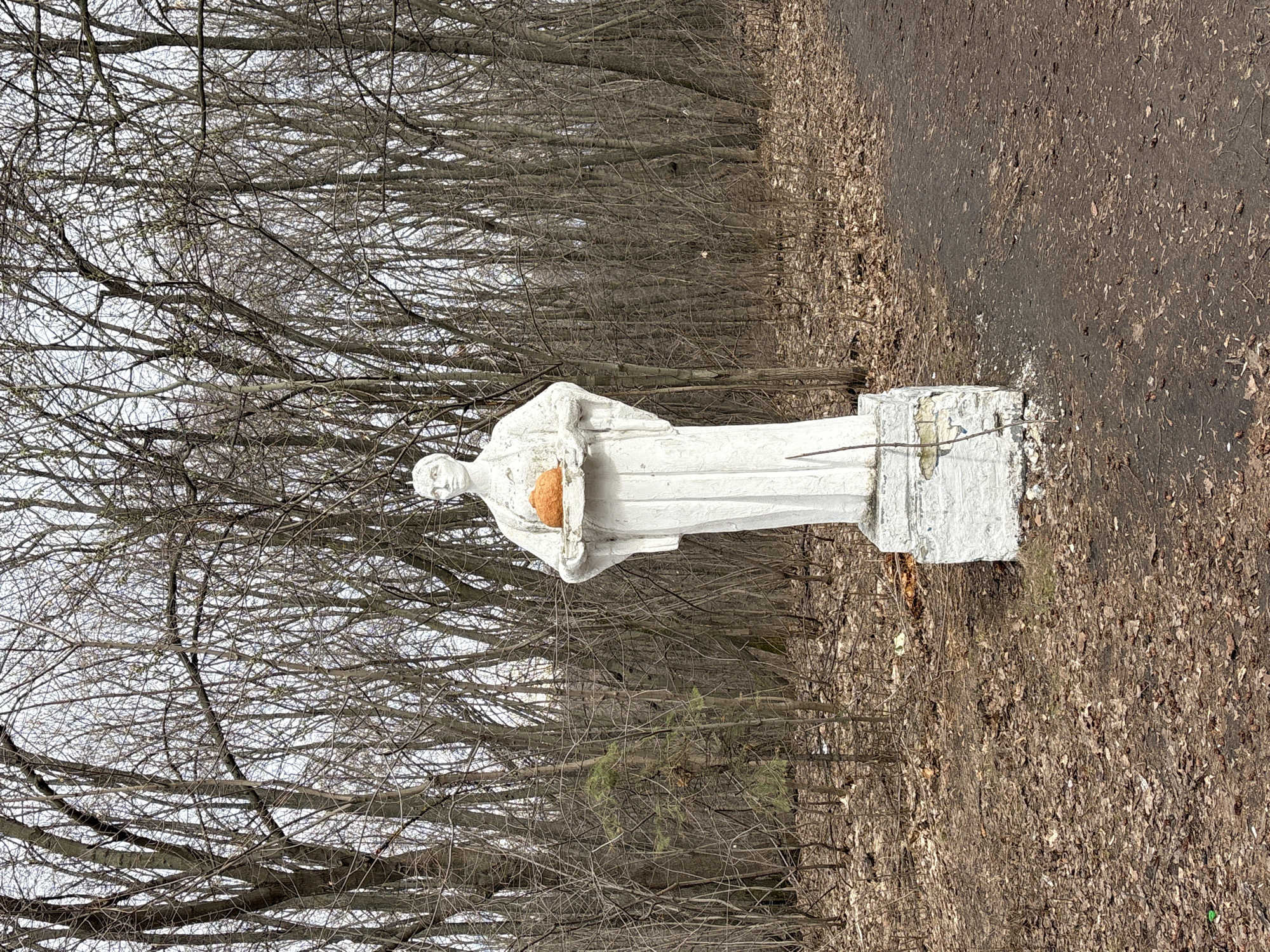 White stone religious statue observed in Ulyanovsk, Russia