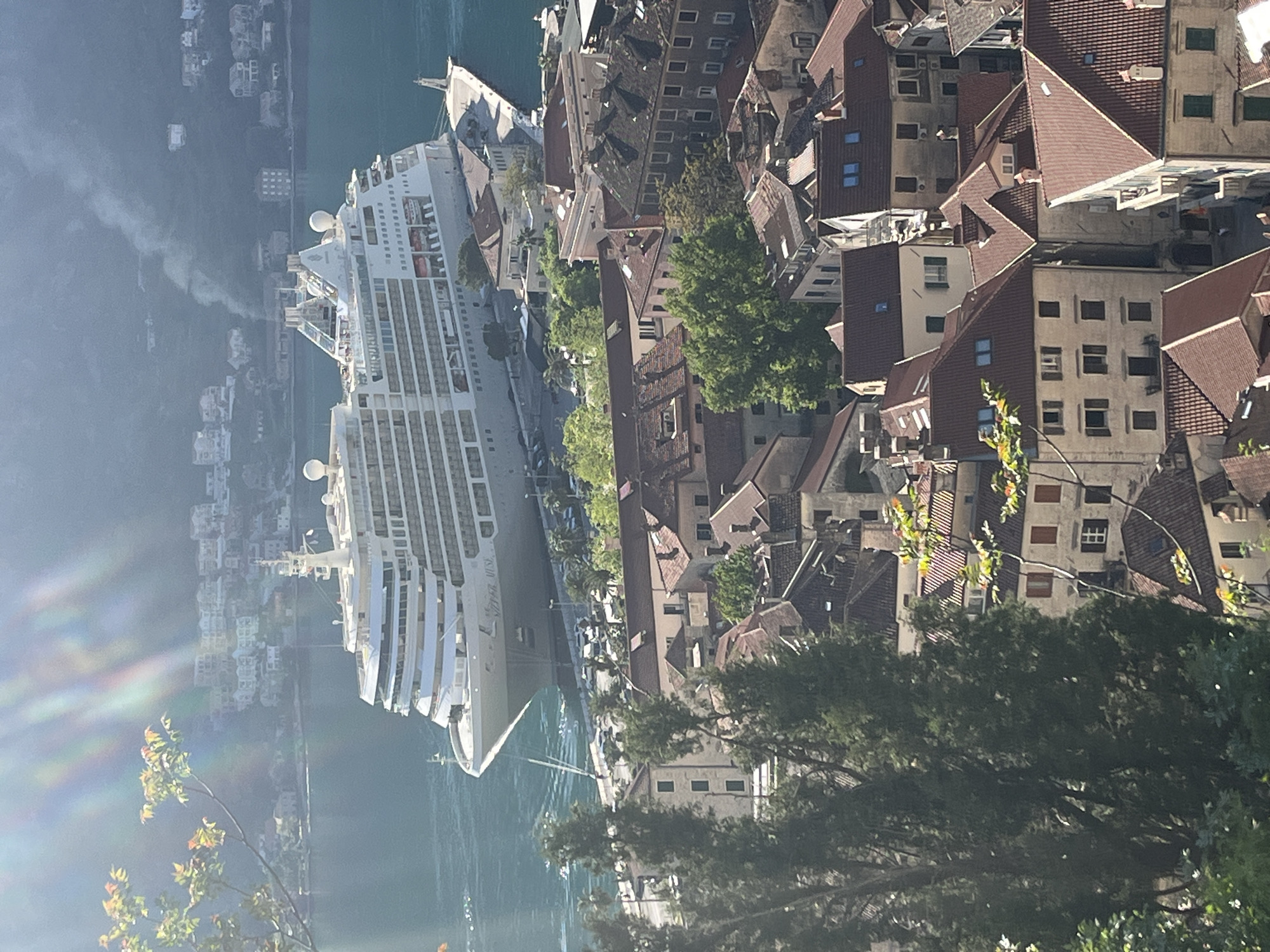 Cruise ship Silver Muse docks in historic Kotor, Montenegro