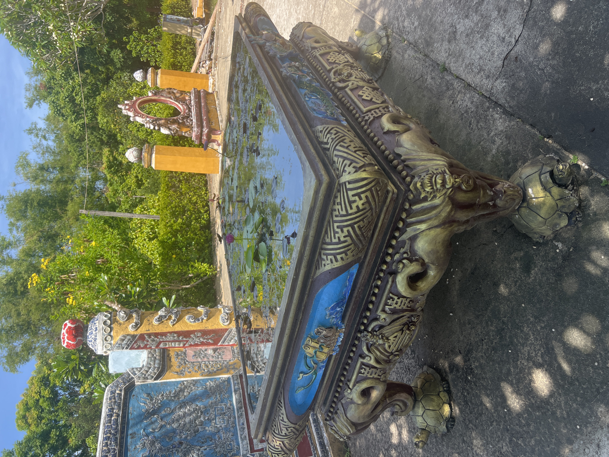 Inside a decorated Buddhist temple complex in Đà Nẵng
