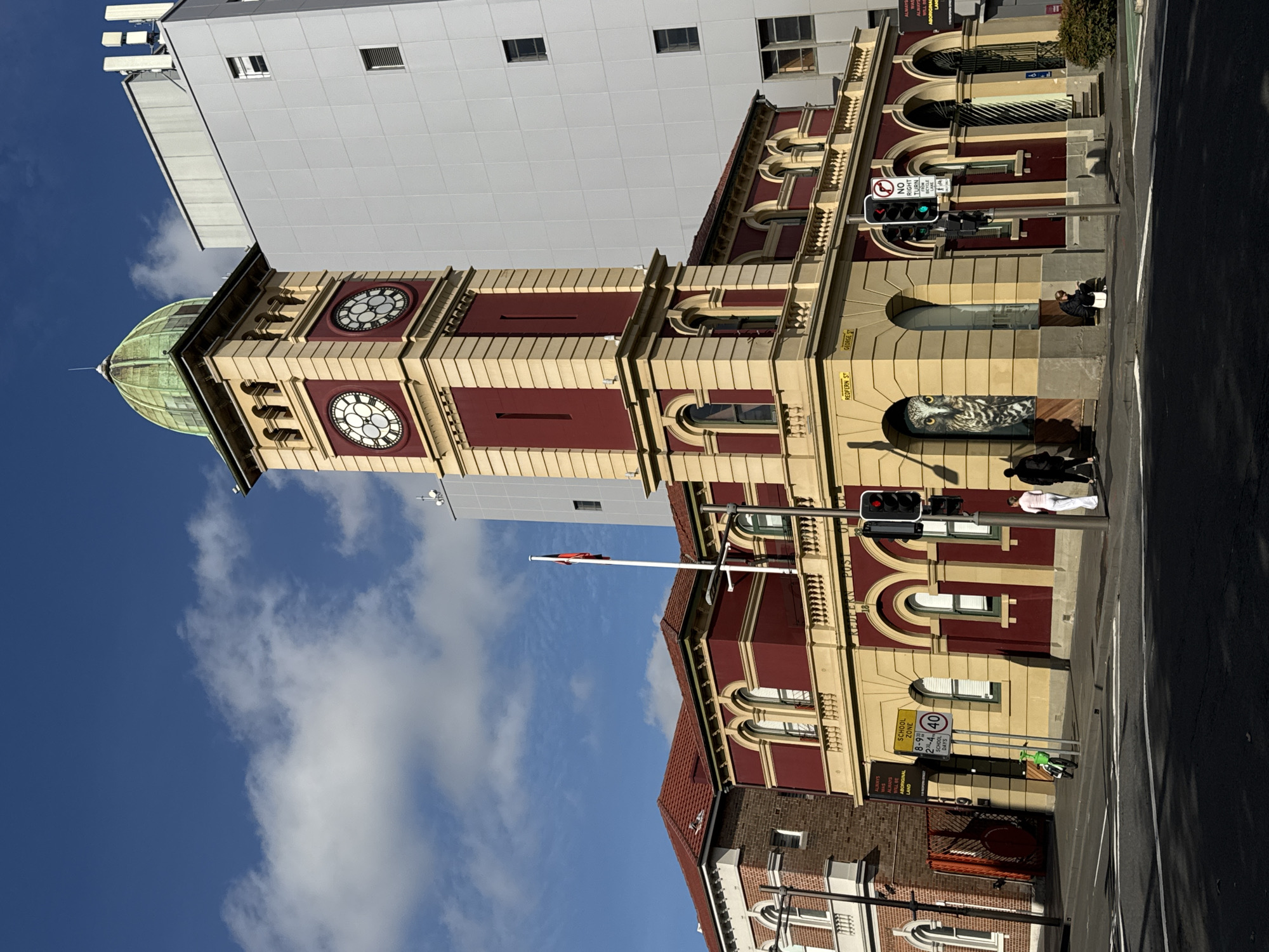 Historic Redfern Post Office clock tower in Glebe, Australia