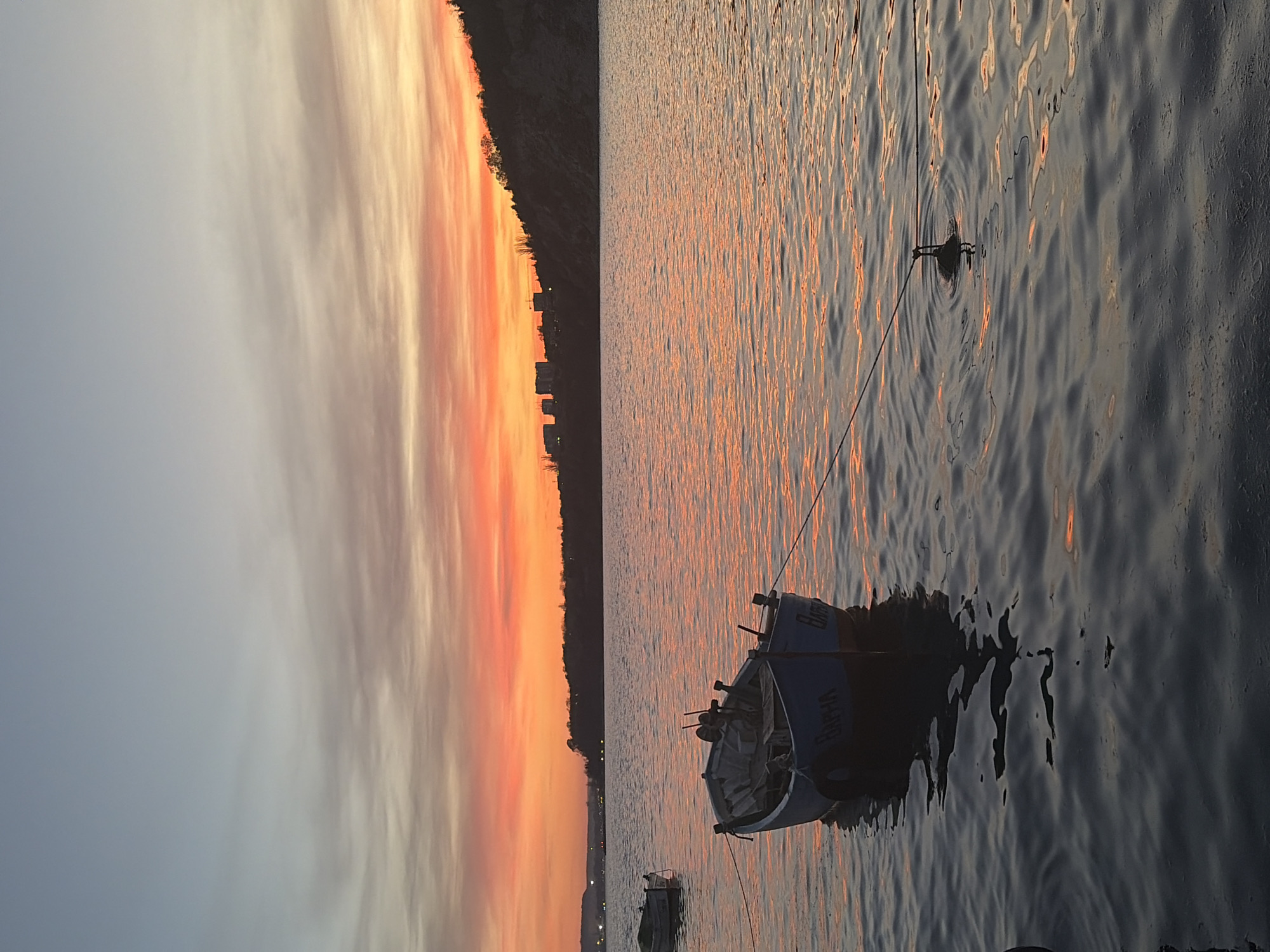 Sunset photographed over Black Sea at Varna pier