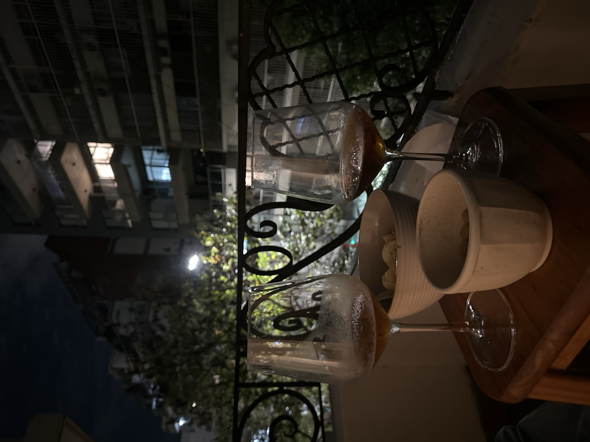 Late night drinks observed on Buenos Aires balcony