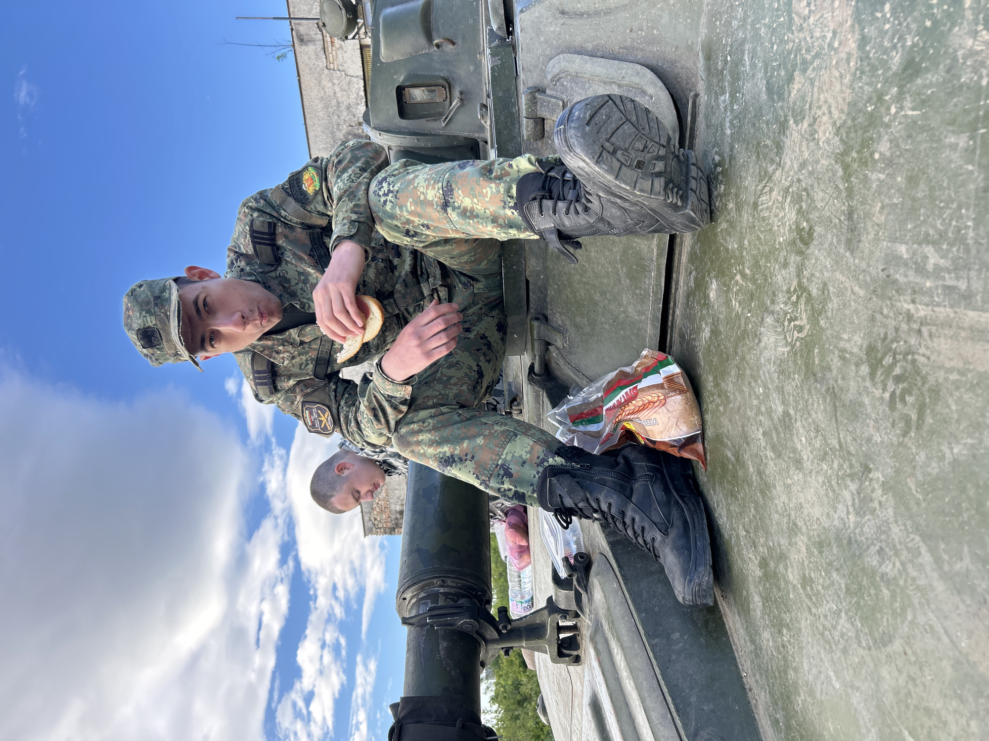 Soldiers spotted on damaged tank in Shumen, Bulgaria