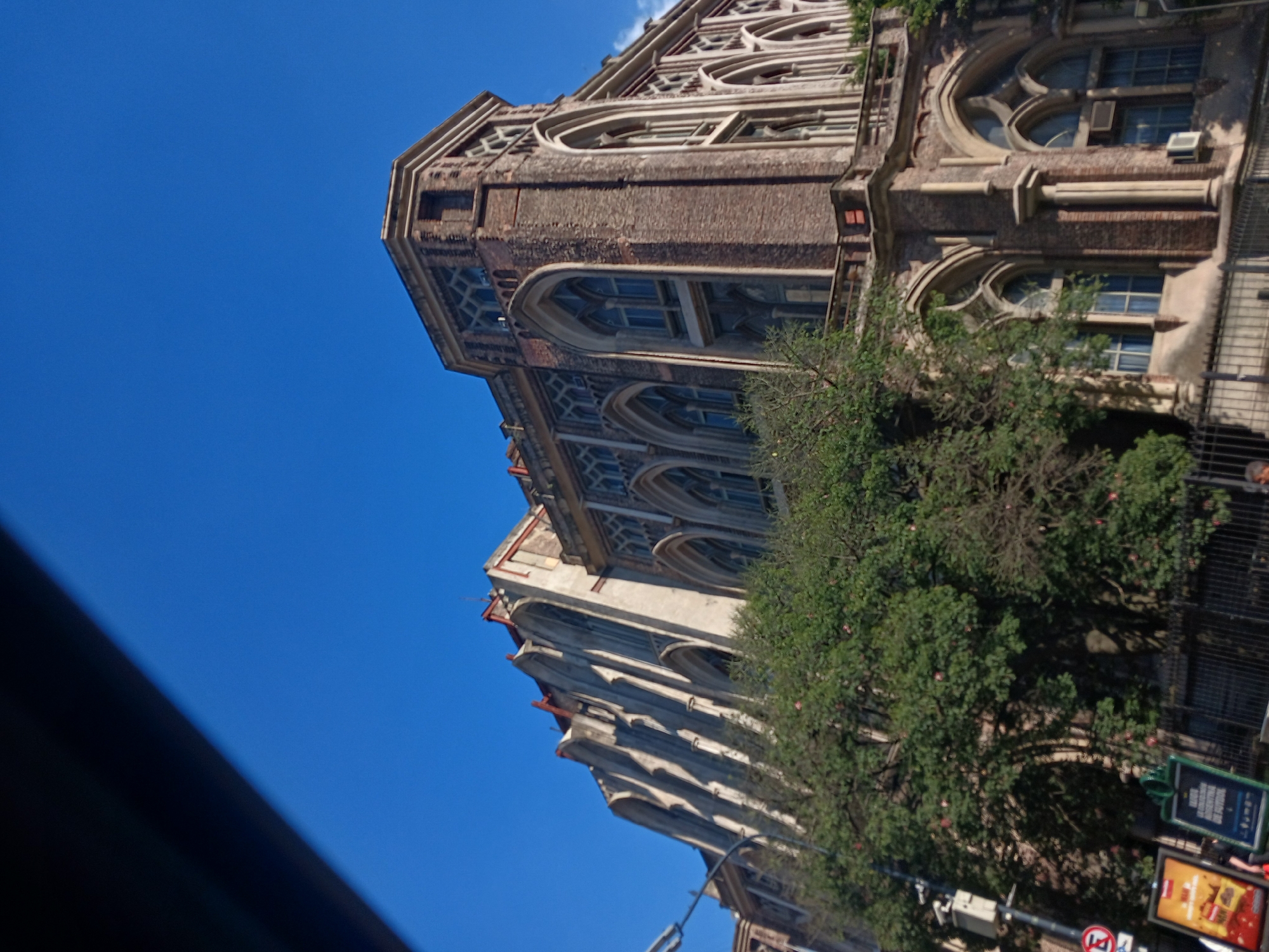 Gothic church building documented in Buenos Aires evening