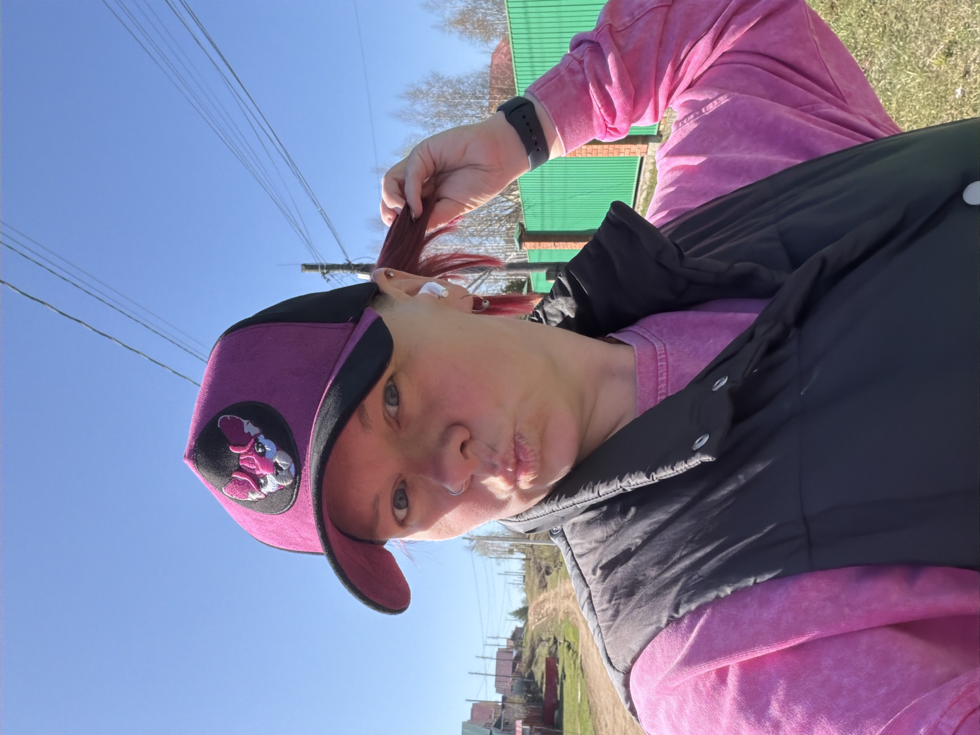 Person in pink outfit photographed in Chaikovsky forest area