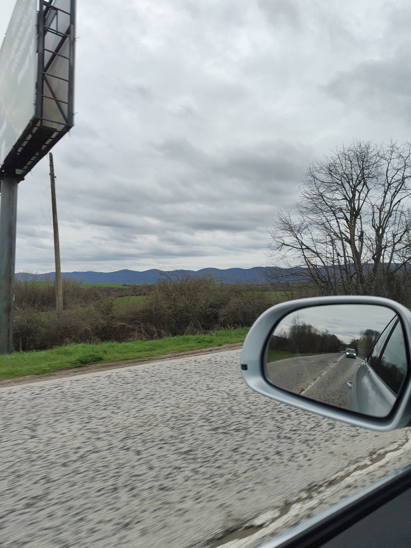 Vehicle travels road near Mramoren, Bulgaria