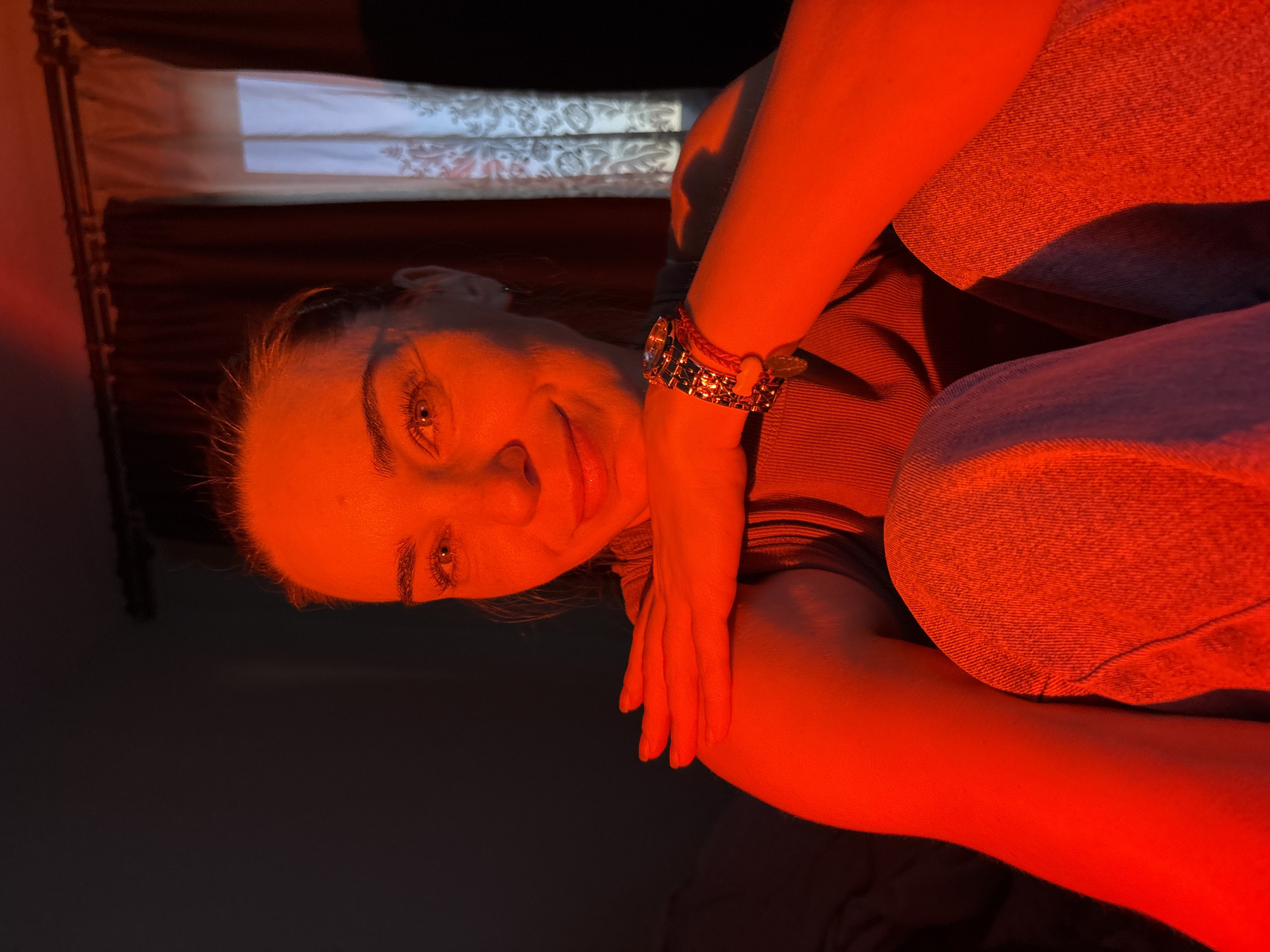 Red-lit bedroom selfies and twilight city views, Russia