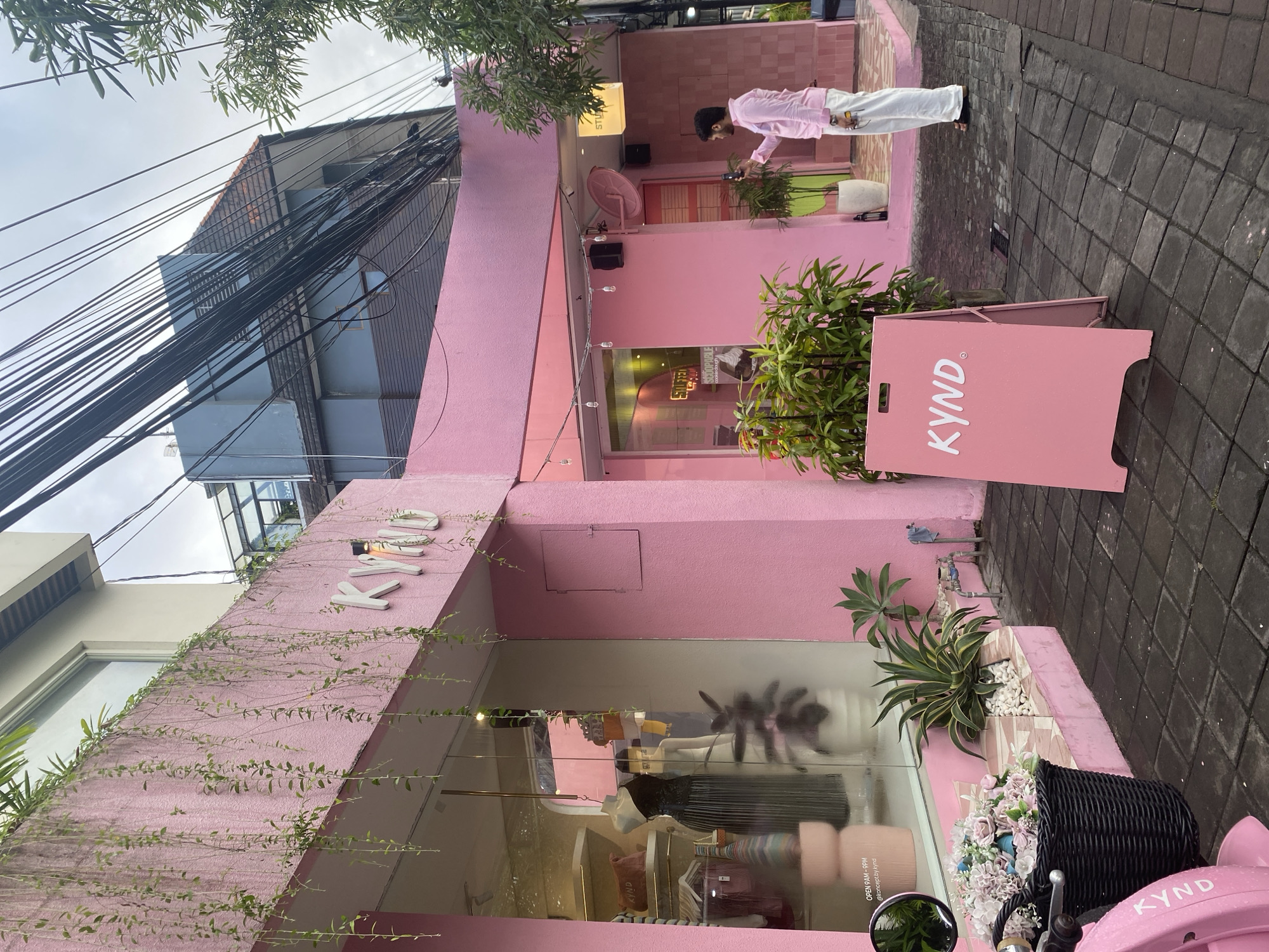 Pink KYND shop documented in North Kuta, Indonesia