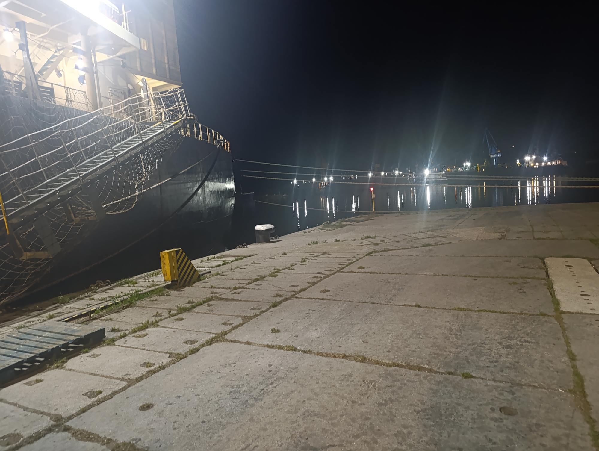 Cargo ship docked at Ezerovo port, Bulgaria