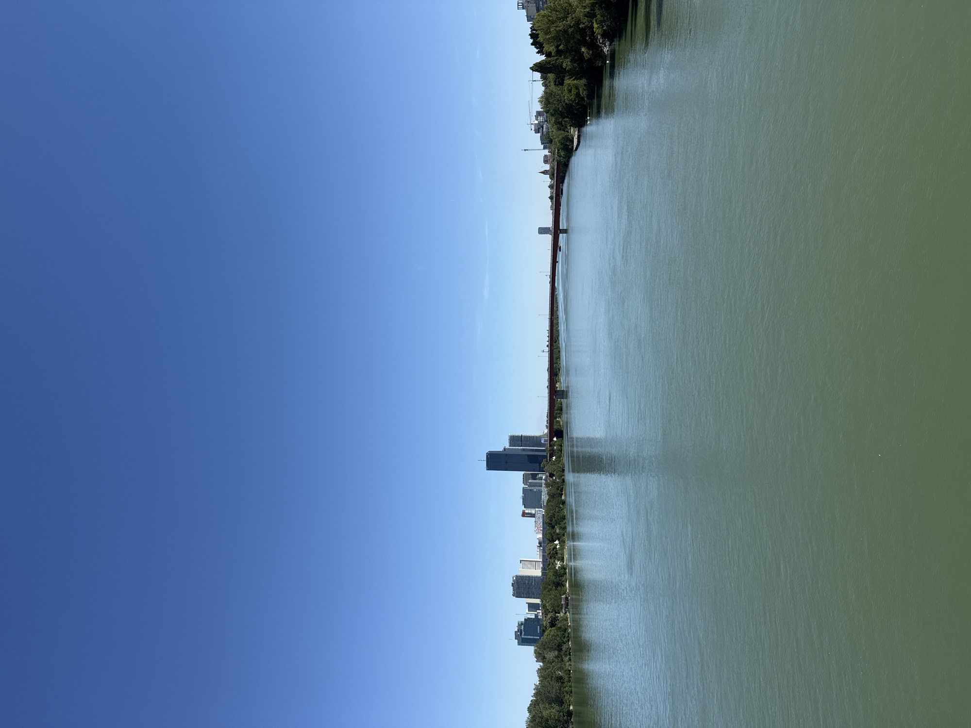 Sunny afternoon along the Danube, Donau City skyline in view
