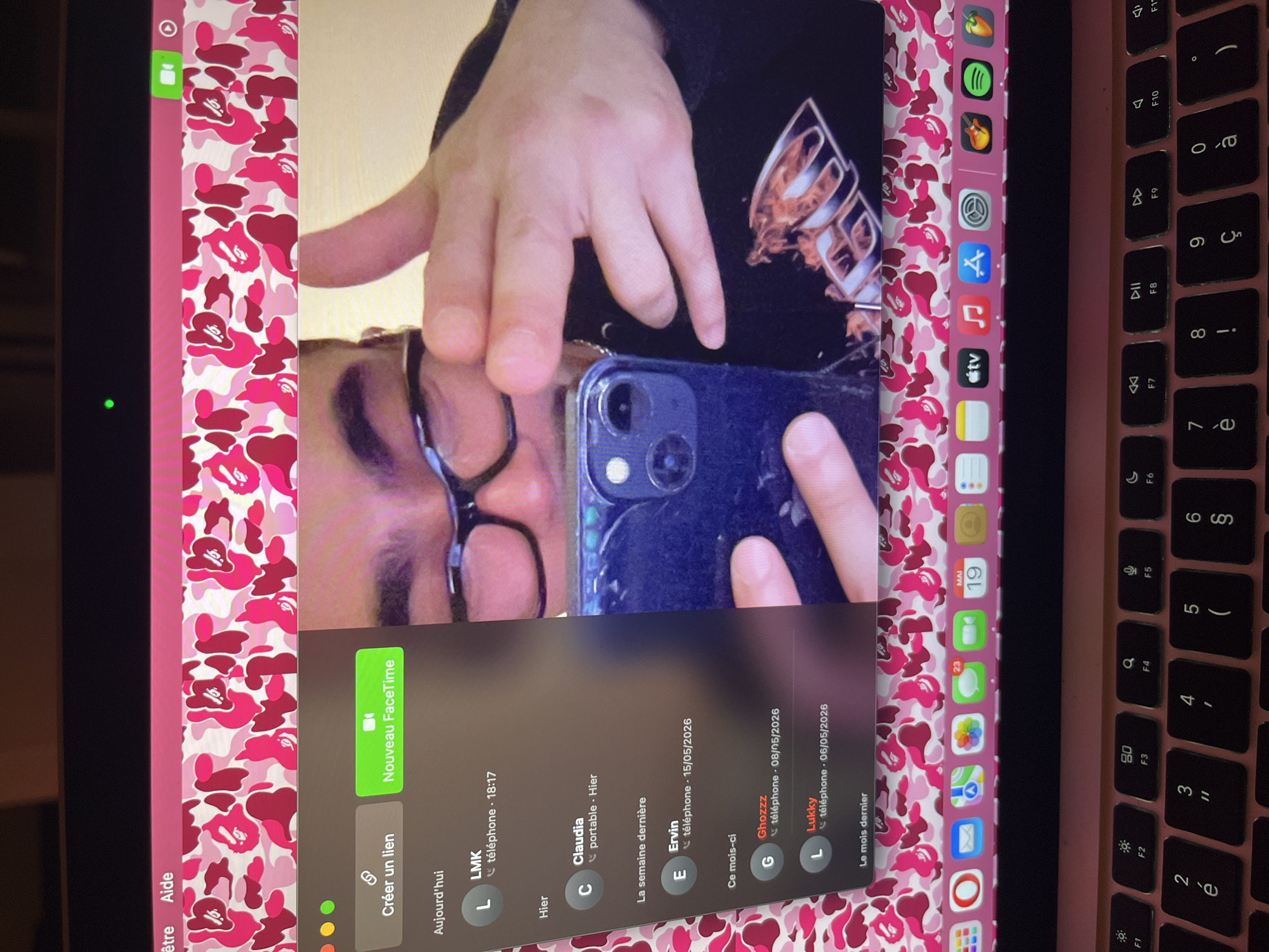 Paris resident enjoys music and video call during evening