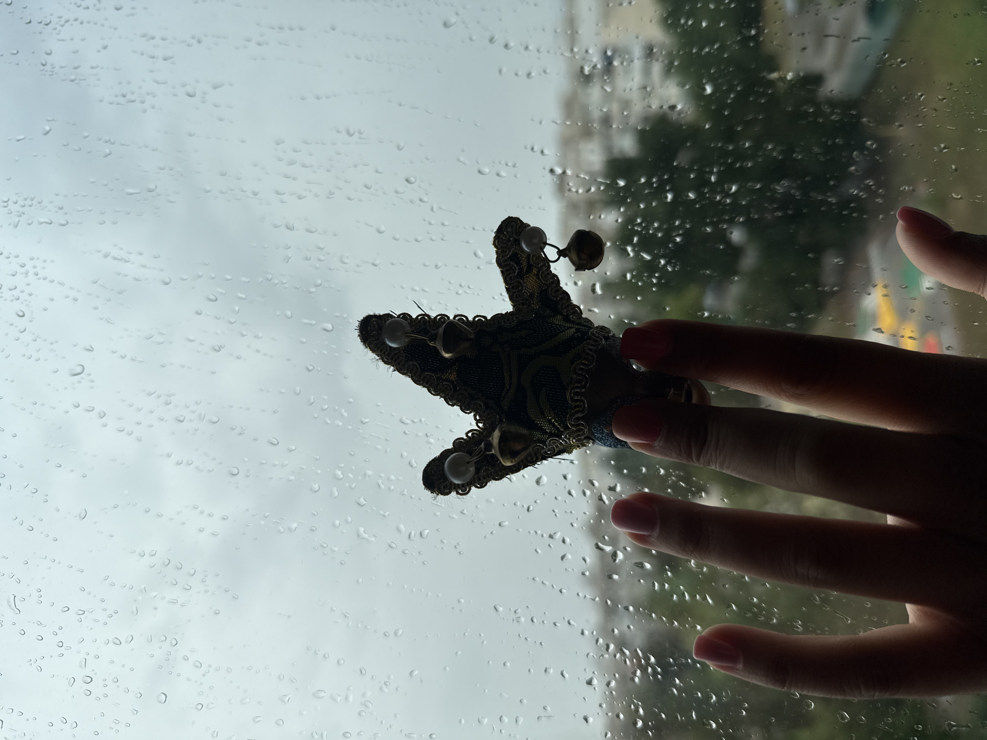 Rainy morning window views over a Sofia neighborhood