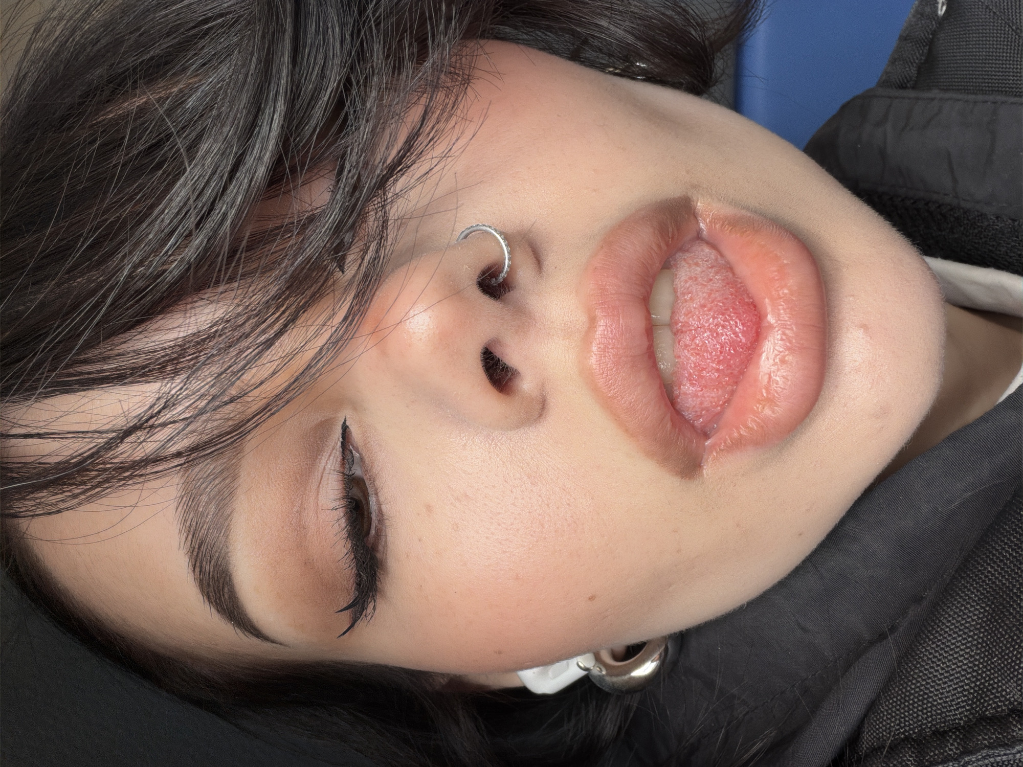 Young woman with nose ring photographed in Moscow